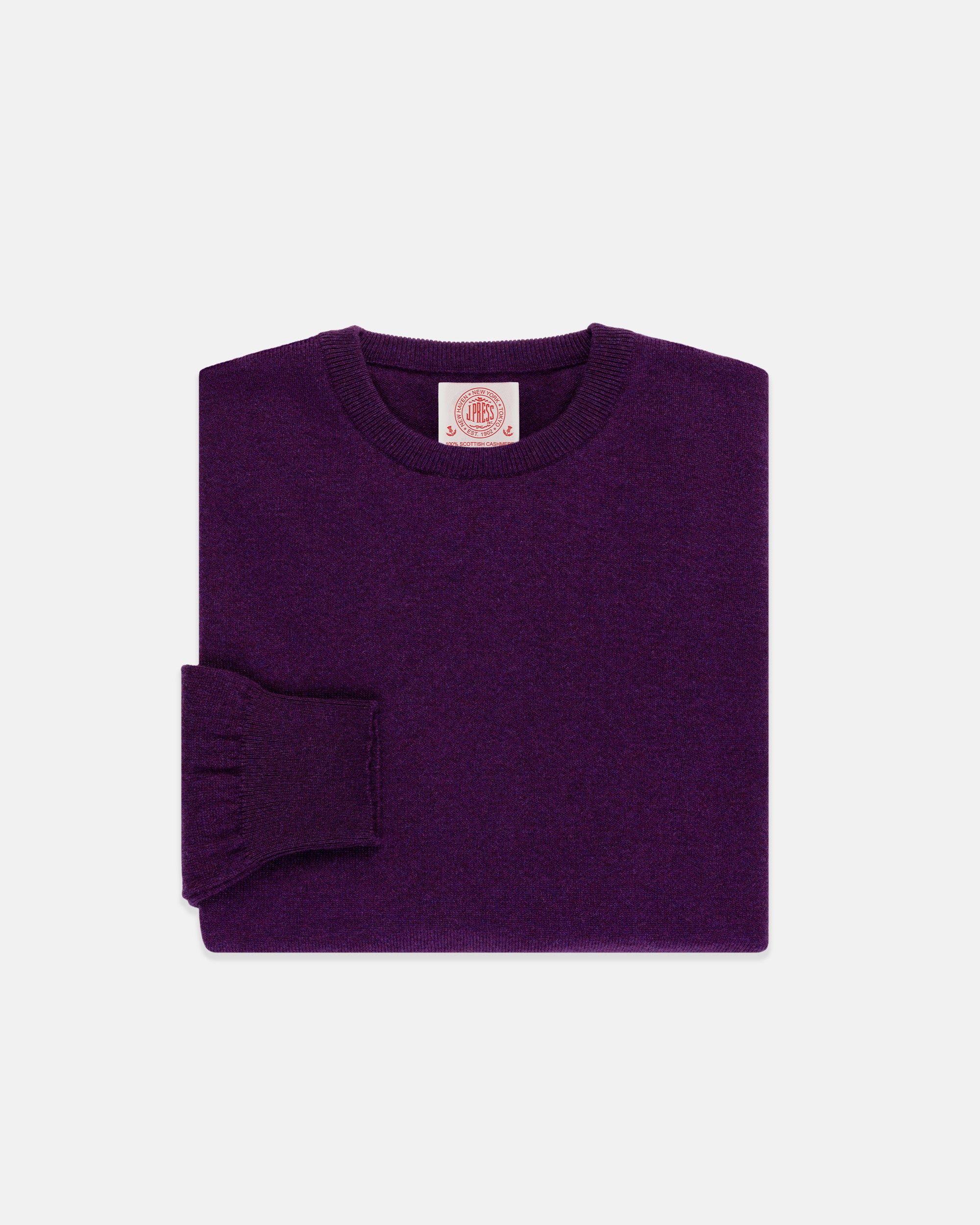 Made-in-Scotland Purple Cashmere Crewneck Sweater