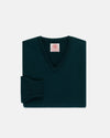 Made-in-Scotland Spruce Green Cashmere V-neck Sweater