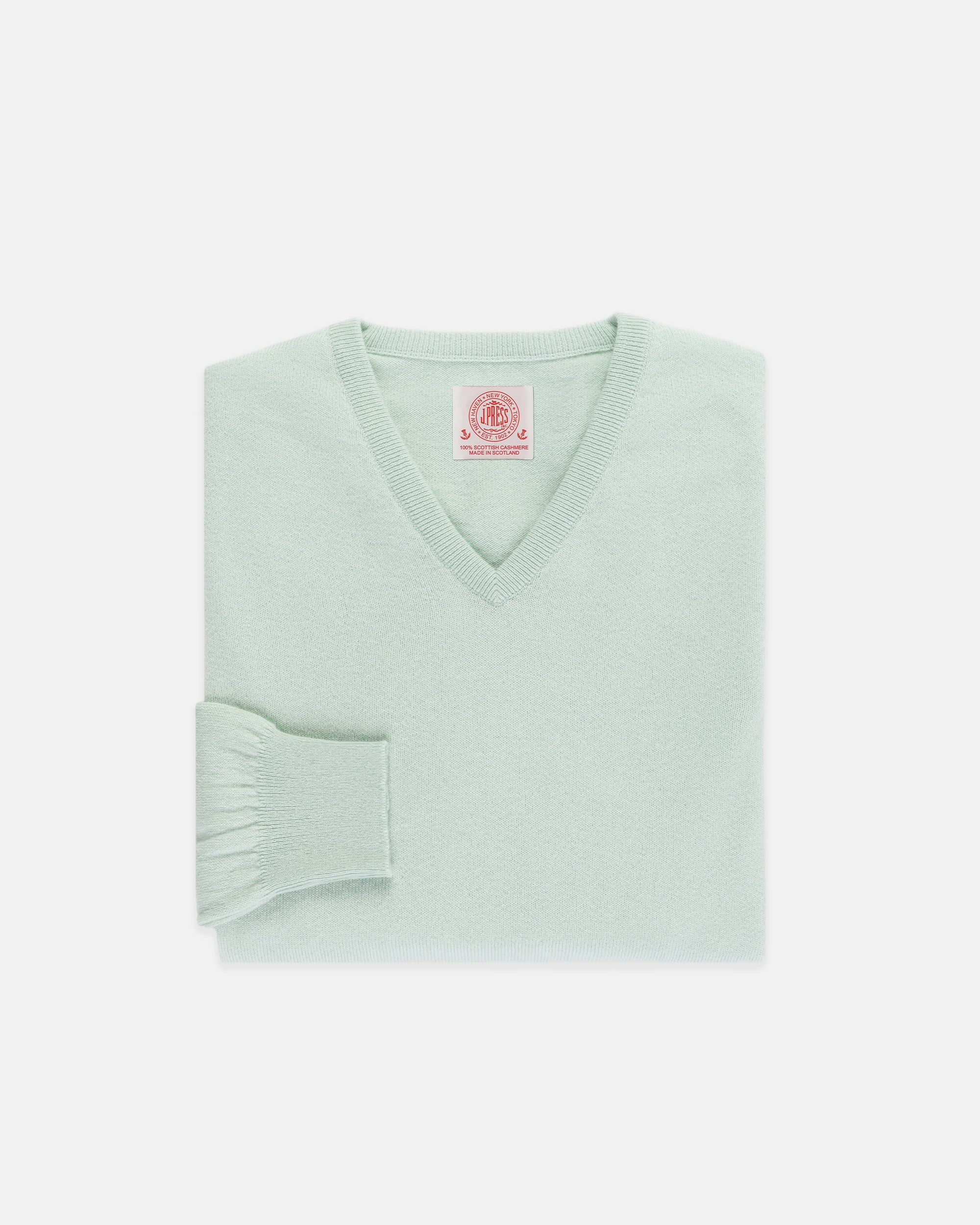 Made-in-Scotland Eton Blue Cashmere V-neck Sweater