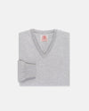 Made-in-Scotland Light Grey Cashmere V-neck Sweater