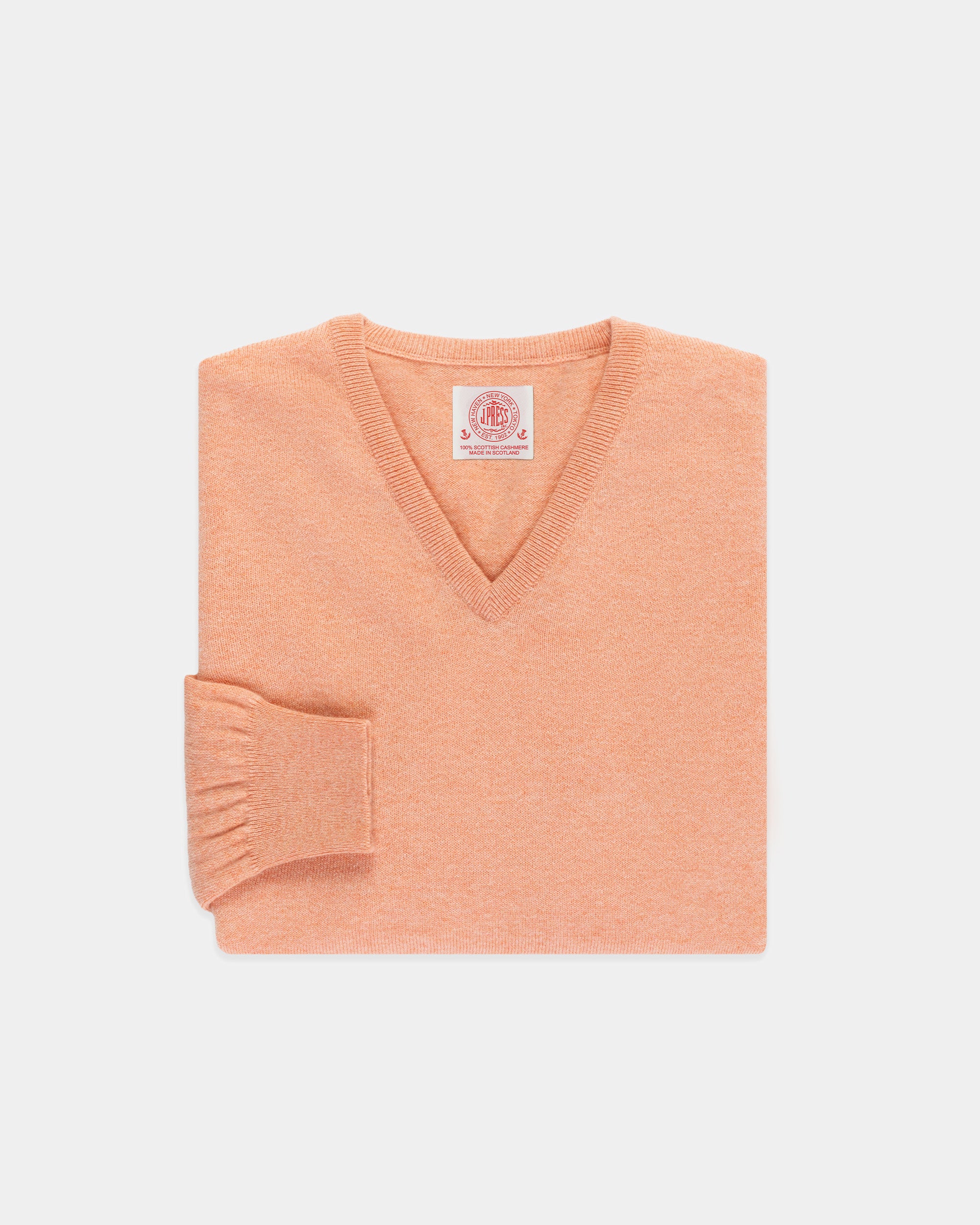 Made-in-Scotland Salmon Cashmere V-neck Sweater