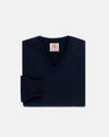 Made-in-Scotland Navy Cashmere V-neck Sweater