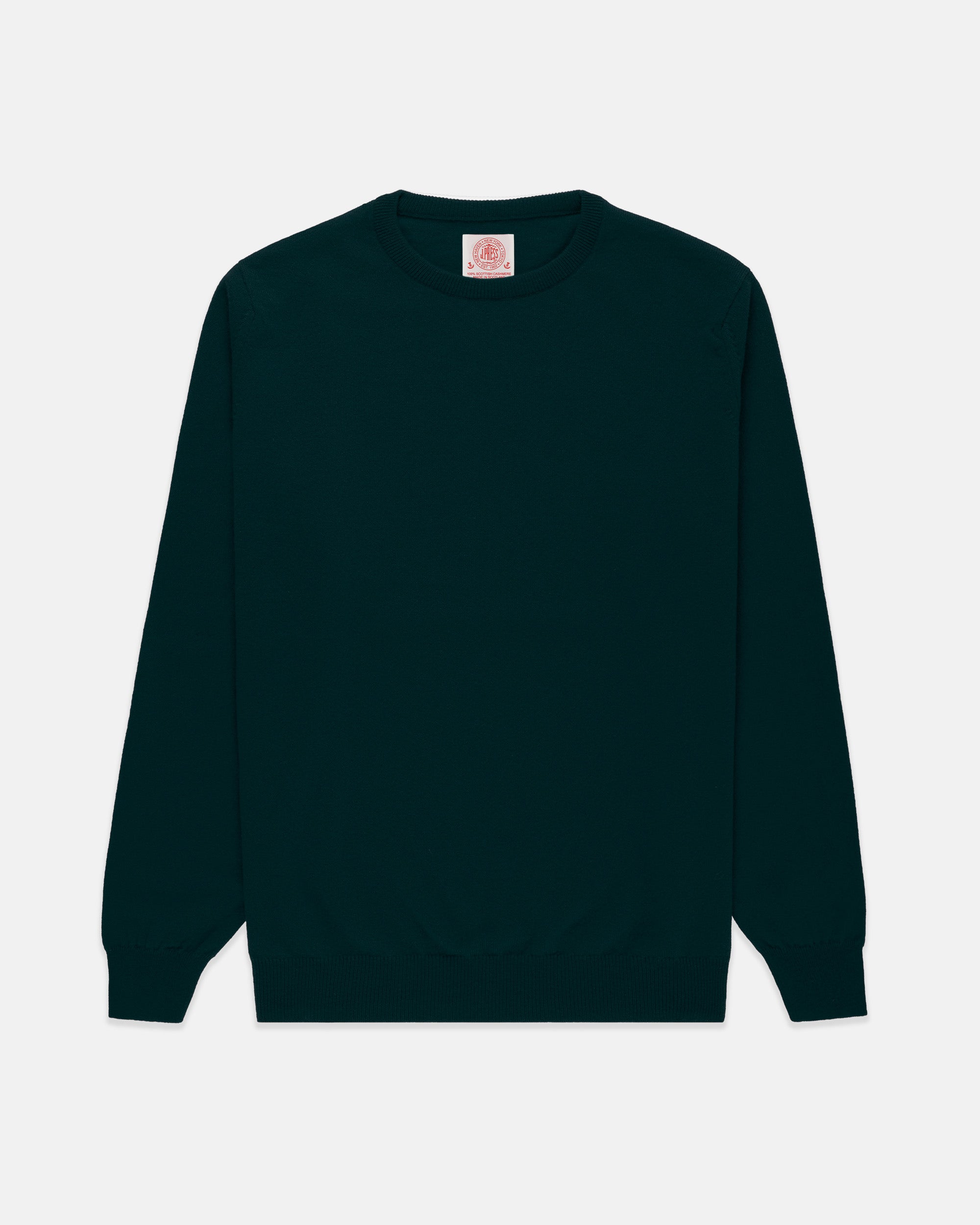 Made-in-Scotland Green Cashmere Crewneck Sweater