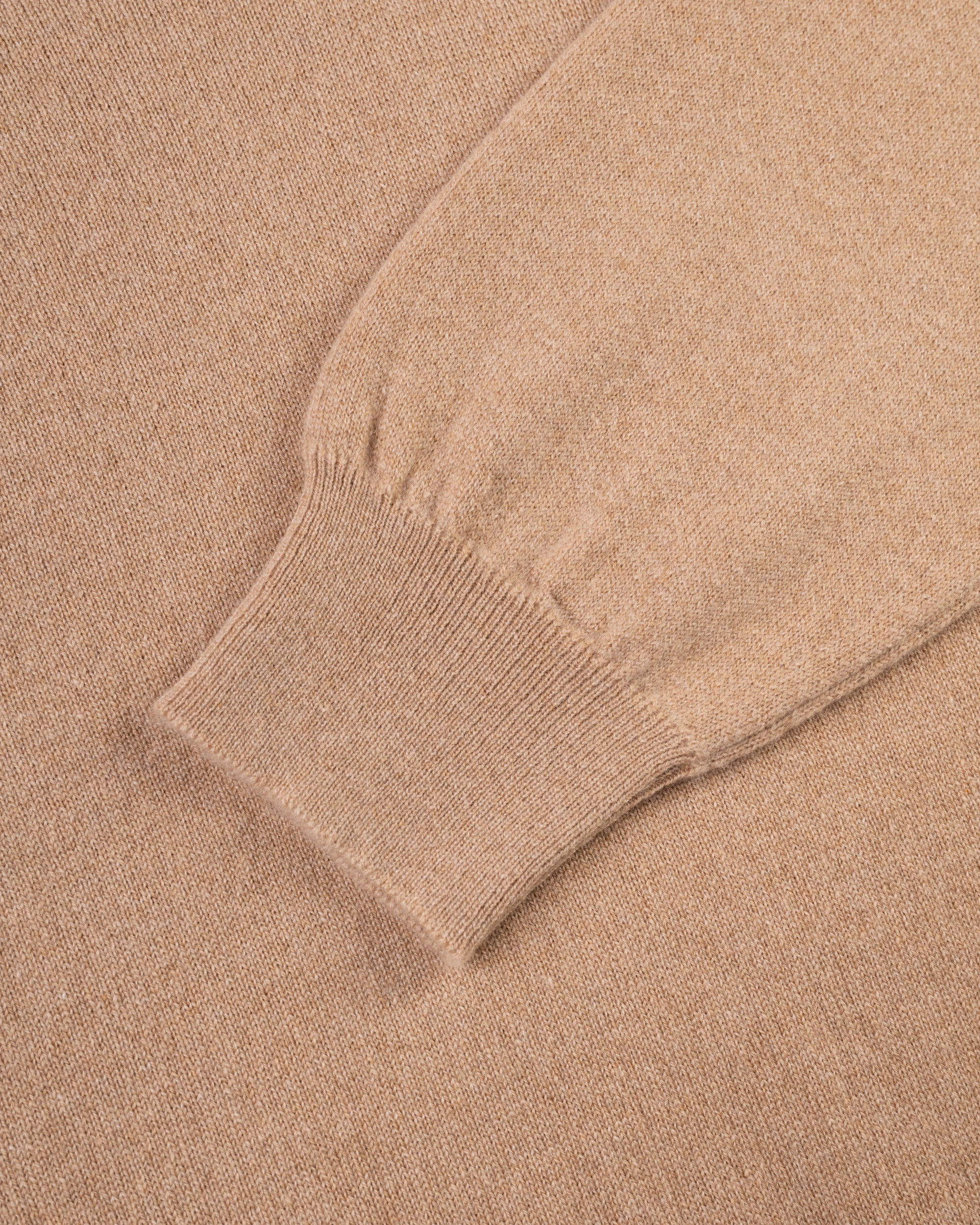 Made-in-Scotland Tan Cashmere V-neck Sweater