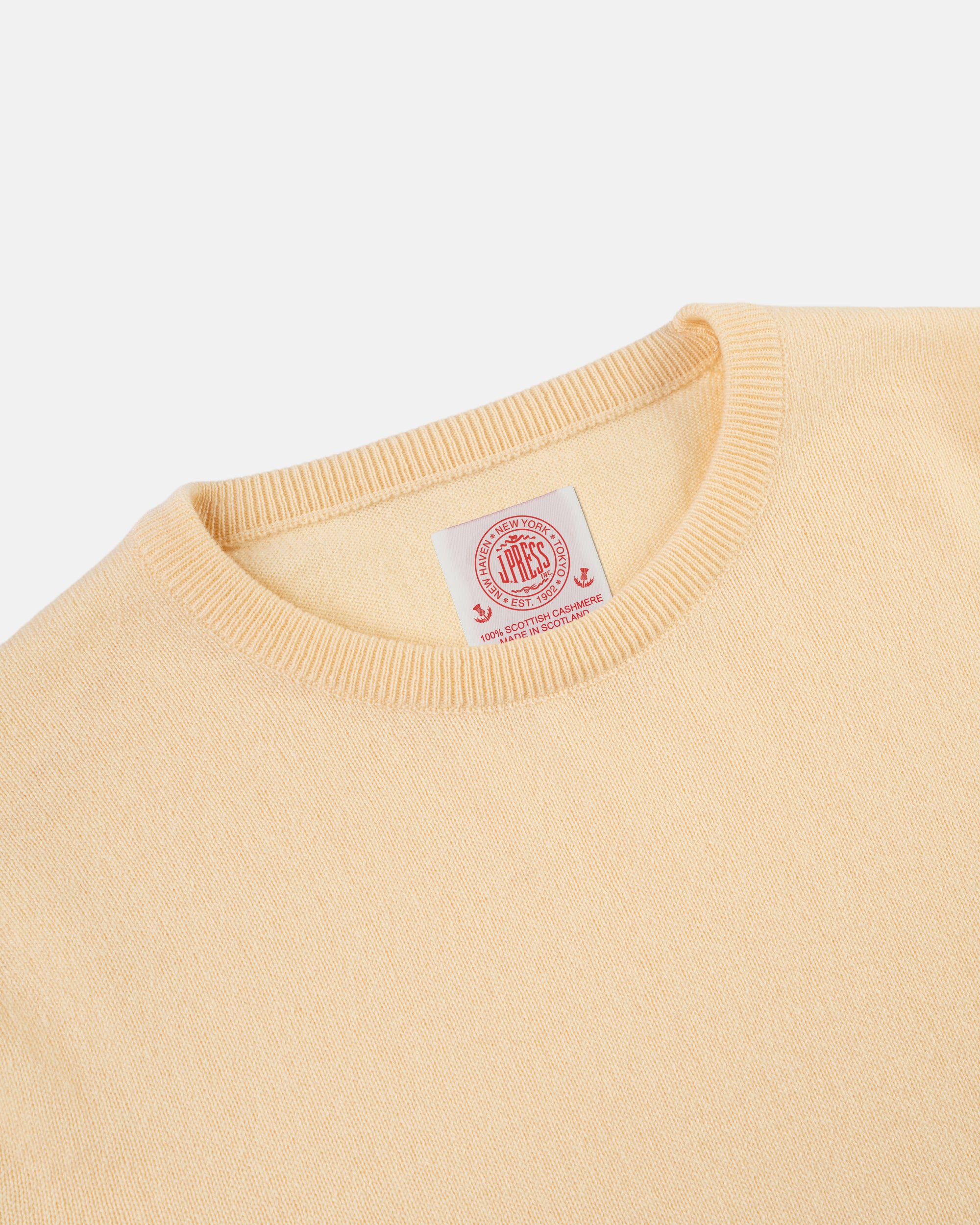 Made-in-Scotland Yellow Cashmere Crewneck Sweater
