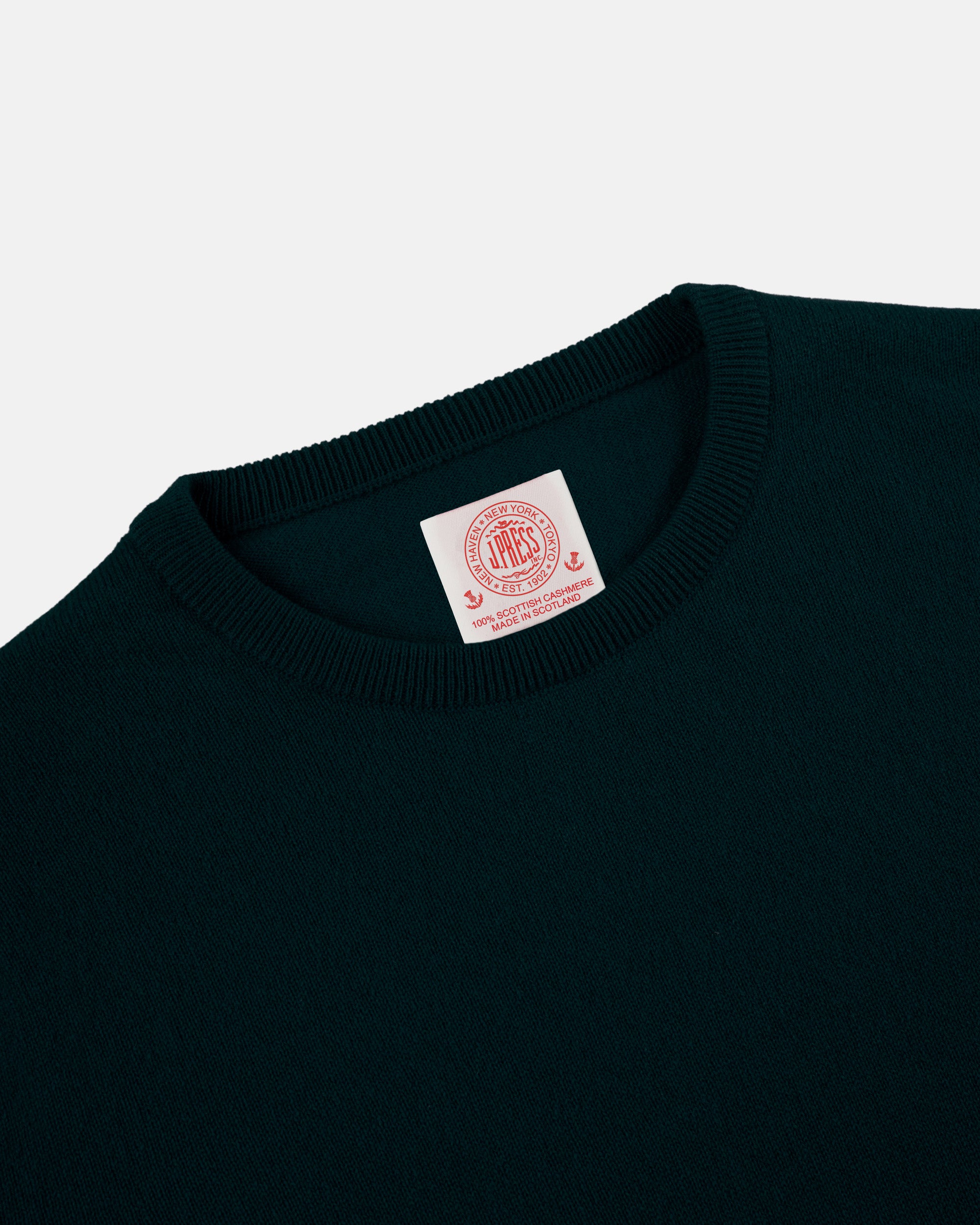 Made-in-Scotland Green Cashmere Crewneck Sweater