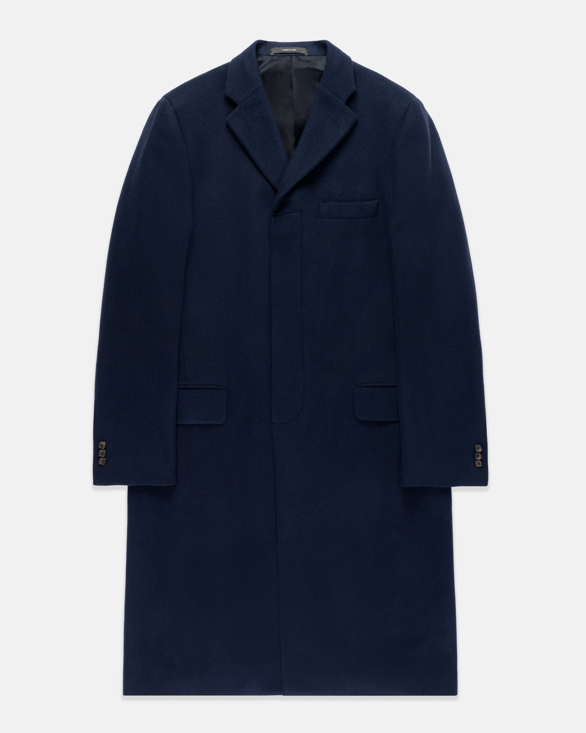 Made-in-USA Navy Cashmere Topcoat