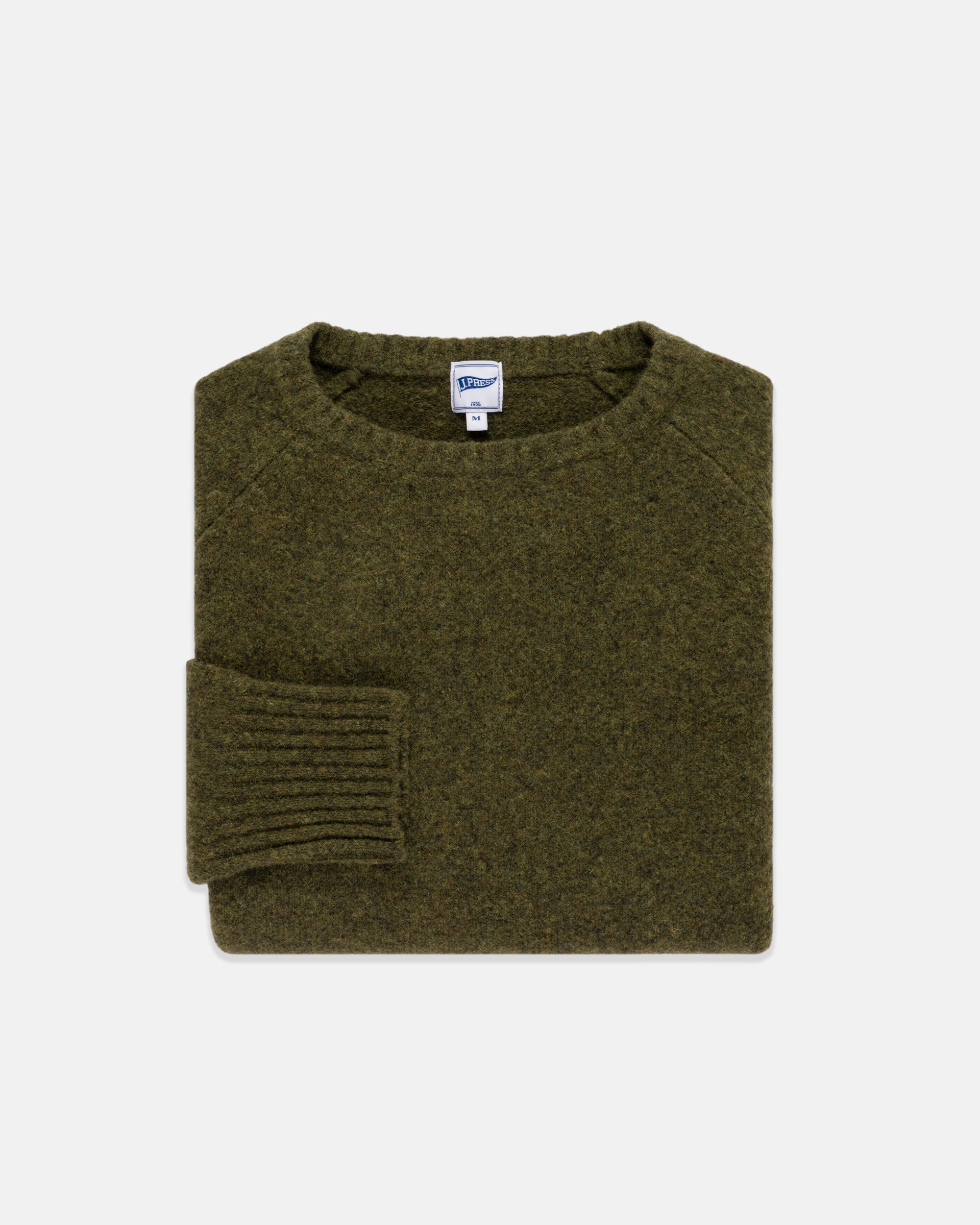 Solid Olive Crewneck Sweater - Trim Fit