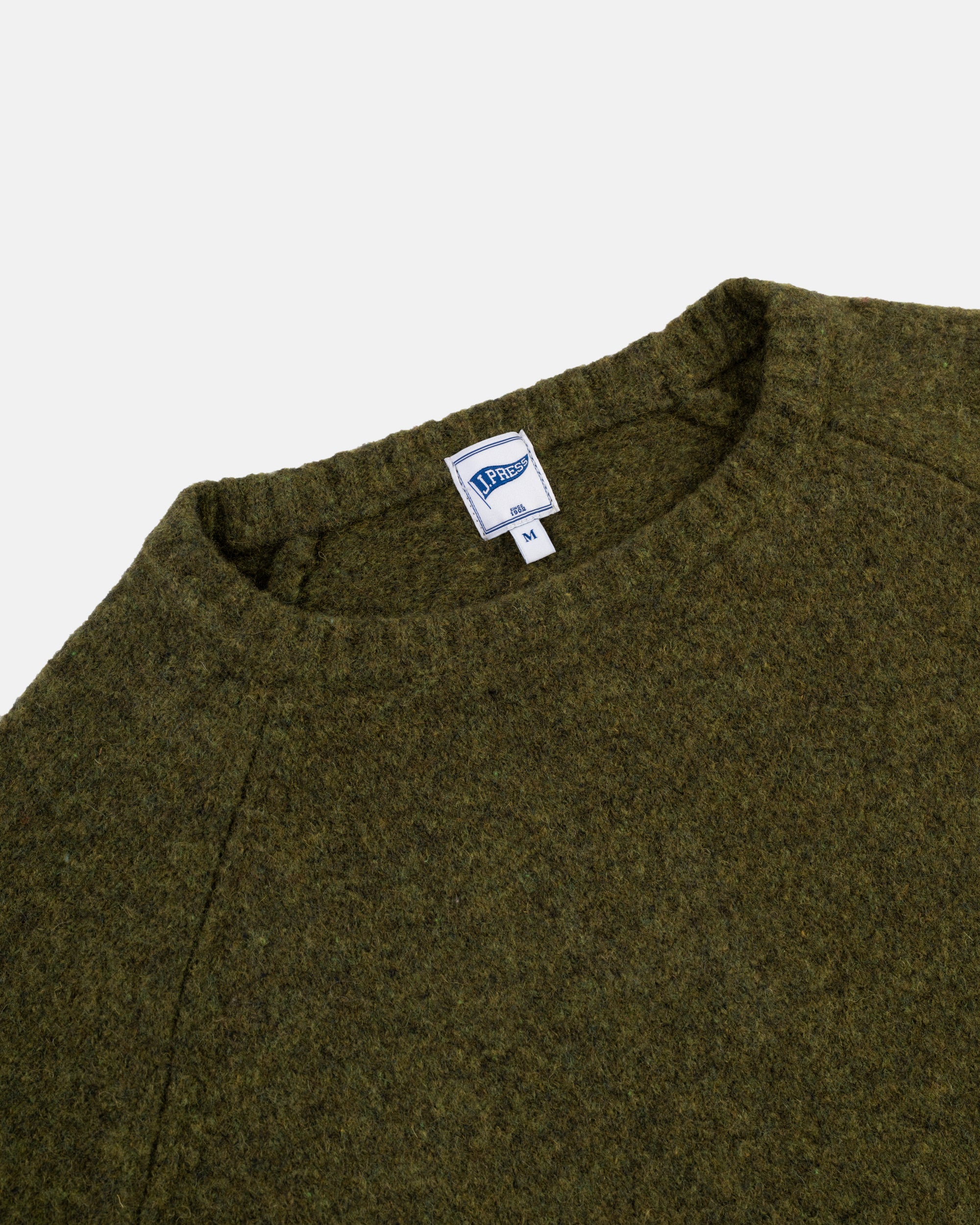 Solid Olive Crewneck Sweater - Trim Fit