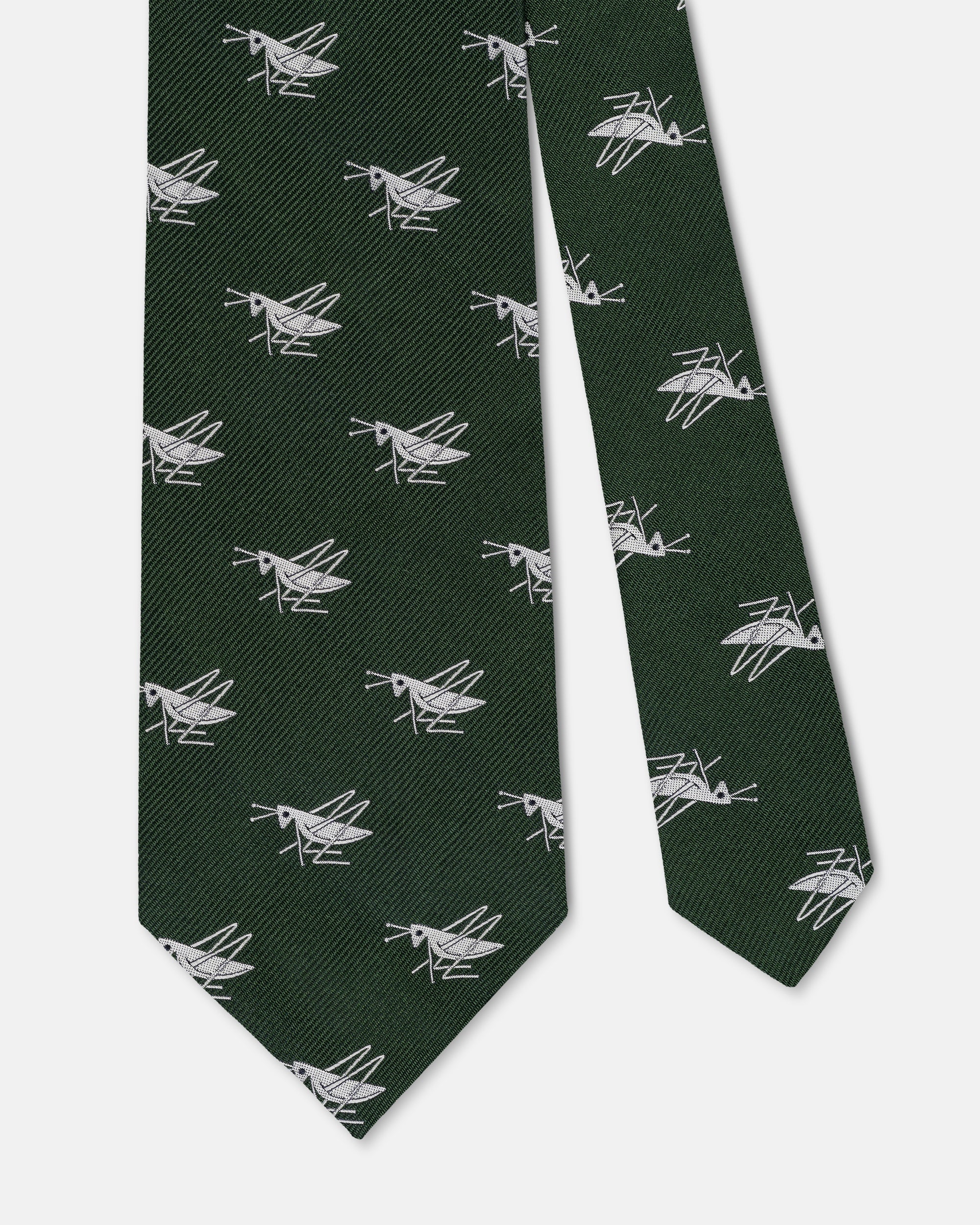 Made-in-England Dark Green with Silver Grasshoppers Club Tie
