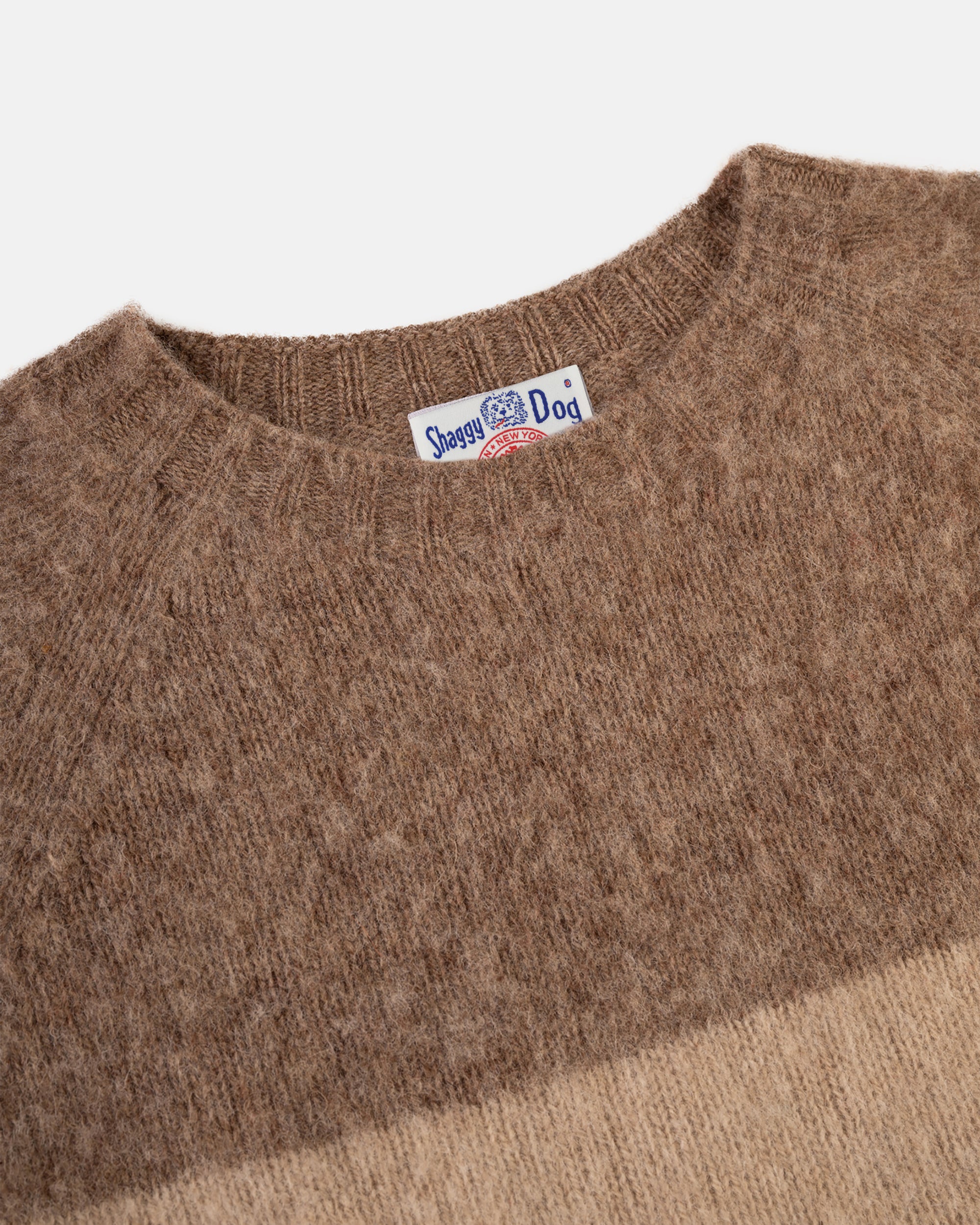 Made-in-Scotland Nutmeg & Tan Shaggy Dog Block Stripe Sweater - Trim Fit