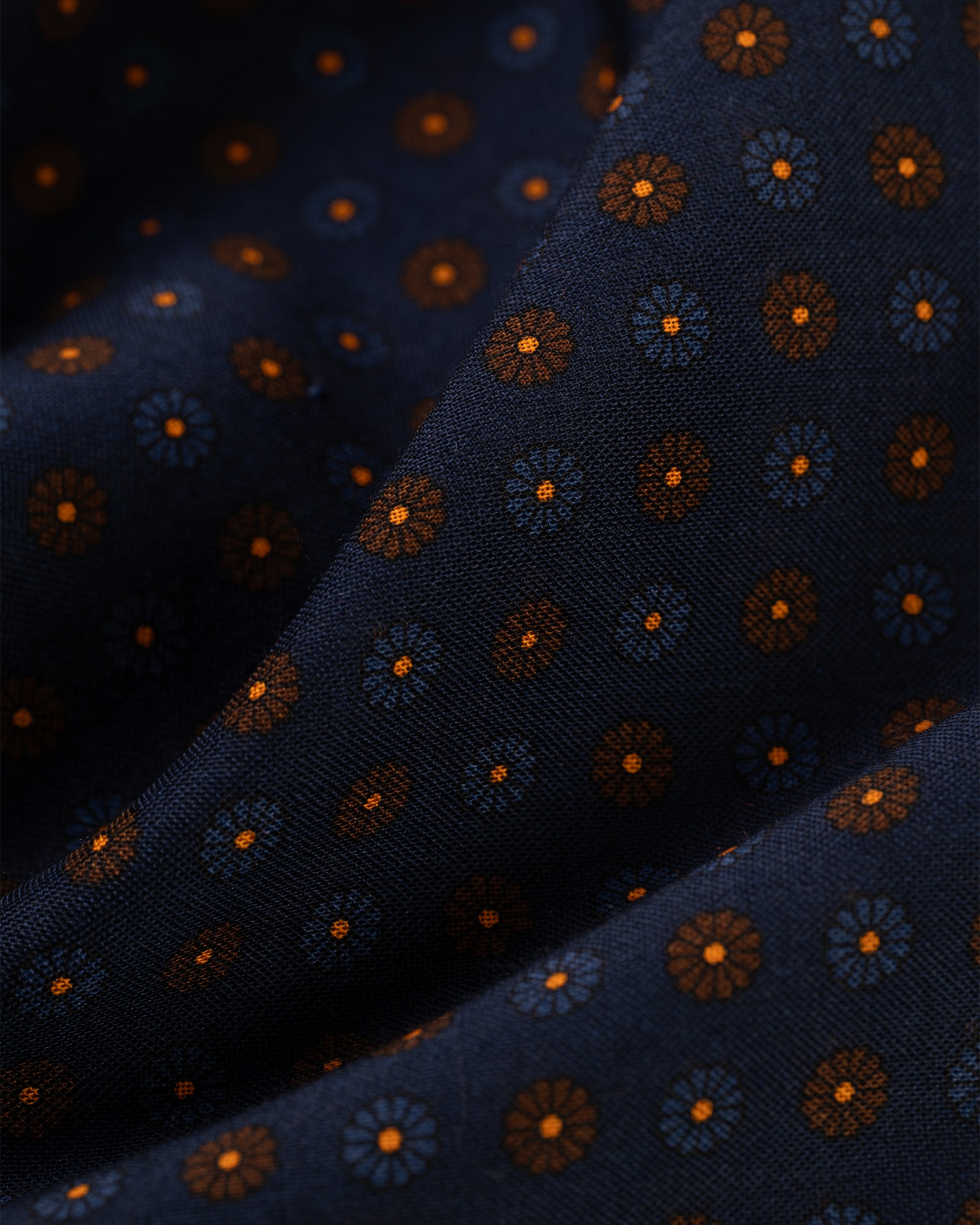 Made-in-England Navy Foulard Wool/Silk Scarf