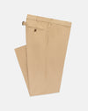 Khaki Cinch-Back Cotton Chino Trouser - Trim Fit