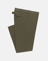 Olive Cinch-Back Cotton Chino Trouser - Trim Fit
