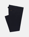 Navy Cinch-Back Cotton Chino Trouser - Trim Fit