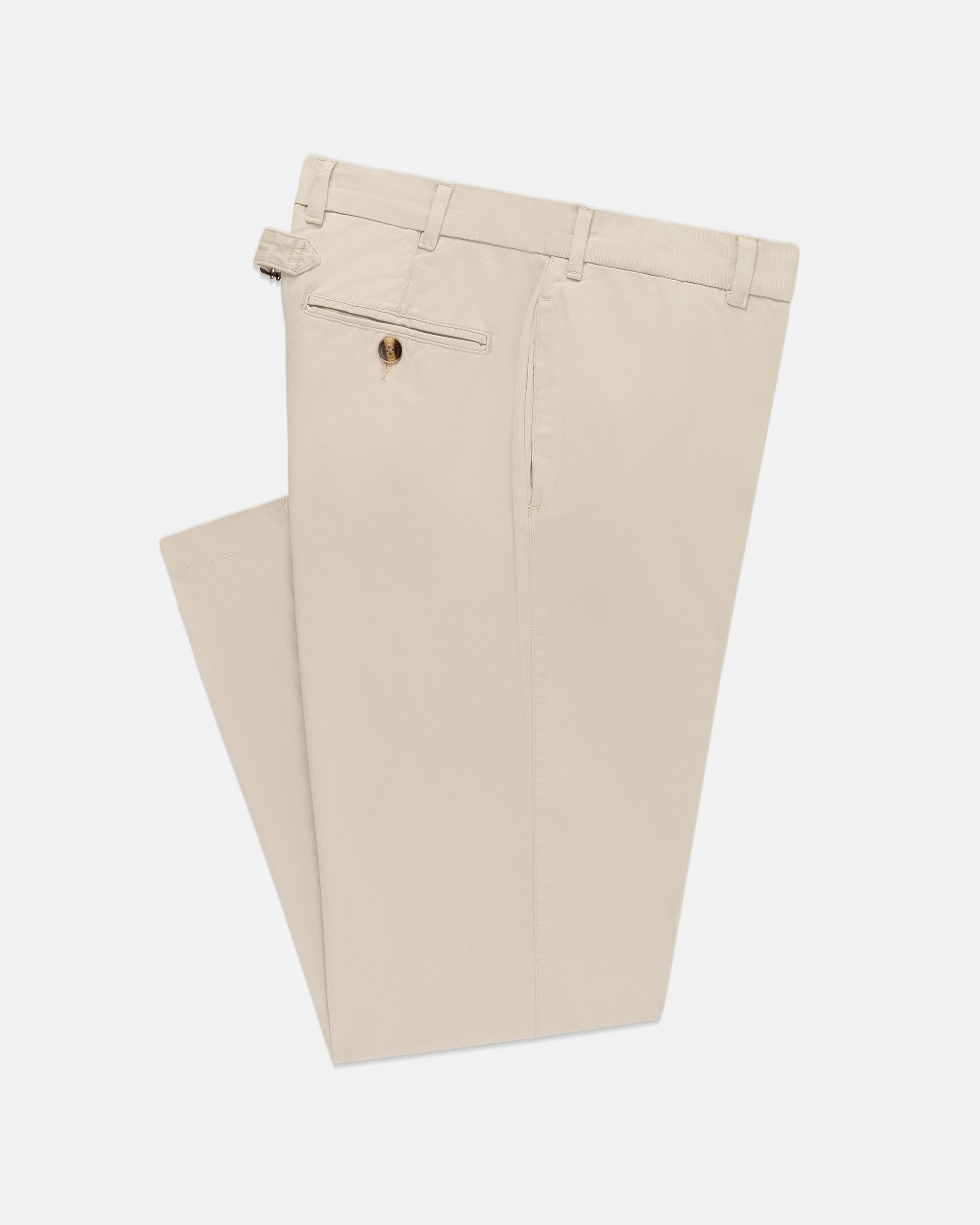 Stone Cinch-Back Cotton Chino Trouser - Trim Fit