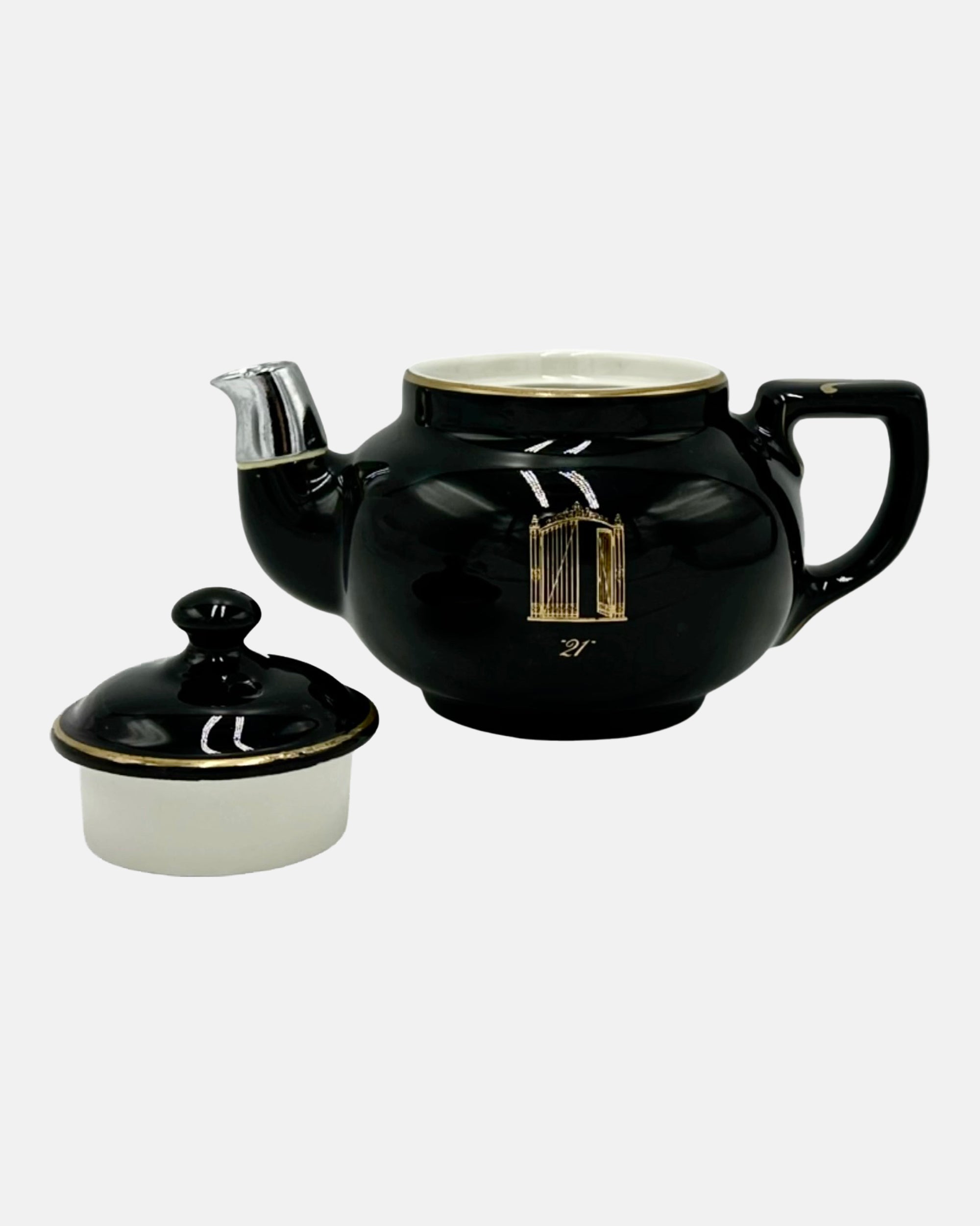 Vintage The 21 Club NYC Restaurant Black Teapot
