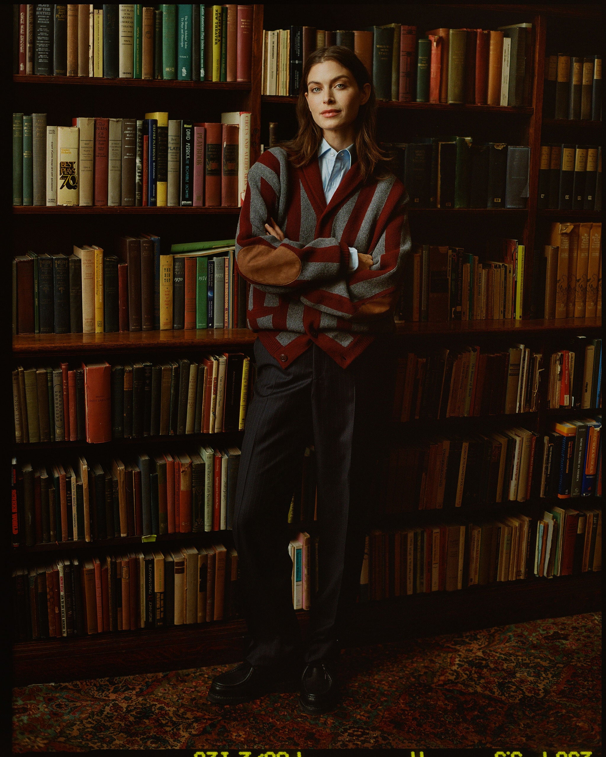 Burgundy & Grey Striped Varsity-Style Cotton Cardigan - Trim Fit