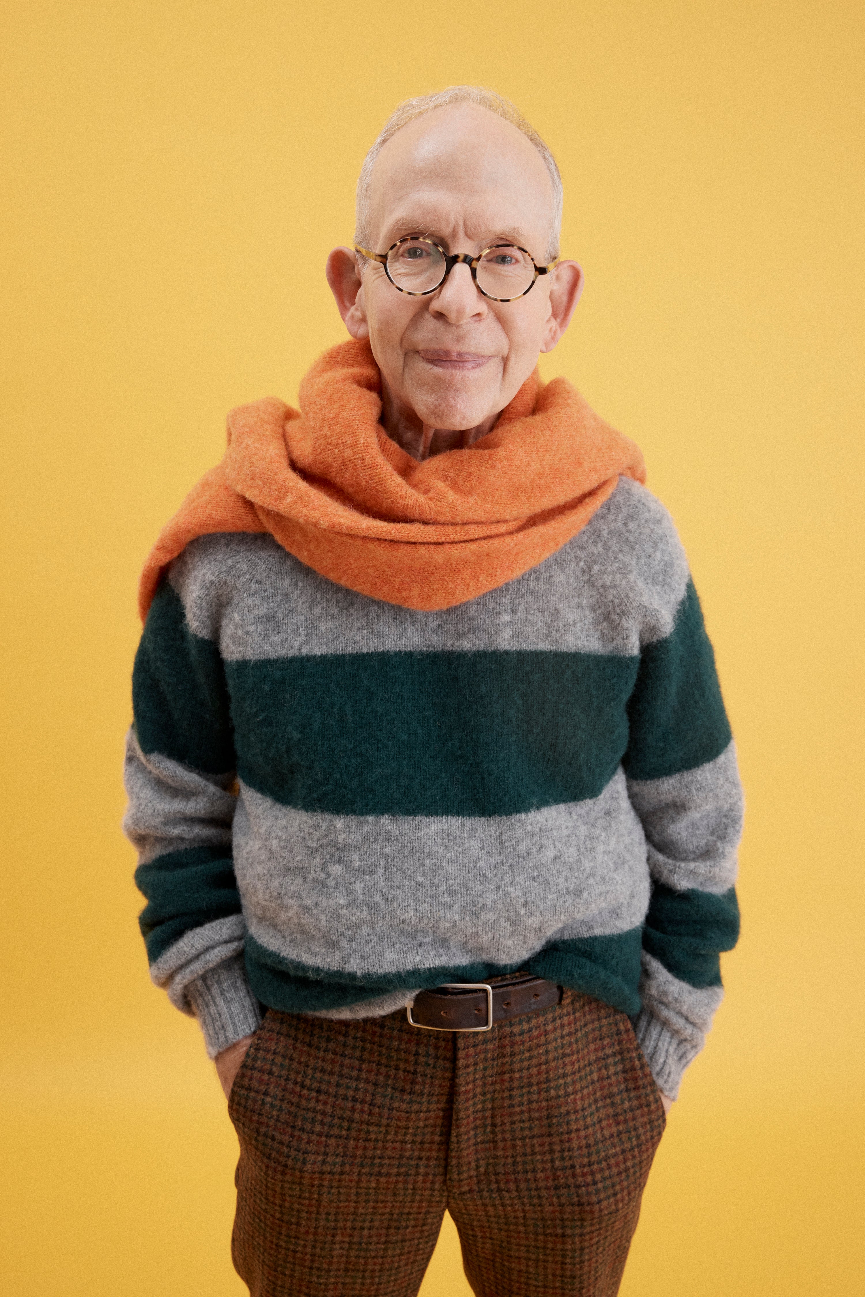 J. Press x Alex Mill Grey & Green Stripe Shaggy Dog Sweater - Trim Fit