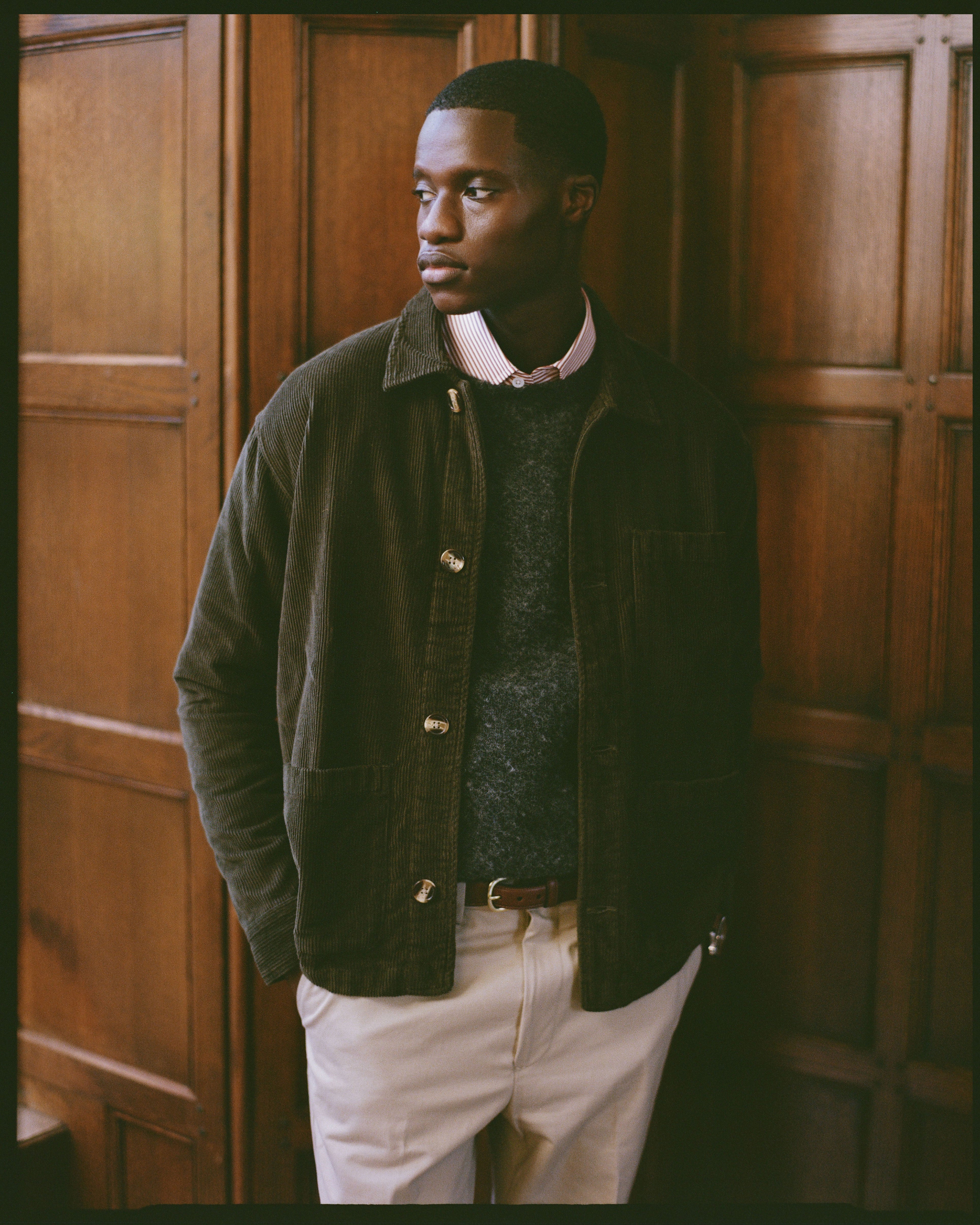 Tan Corduroy Chore Coat - Trim Fit