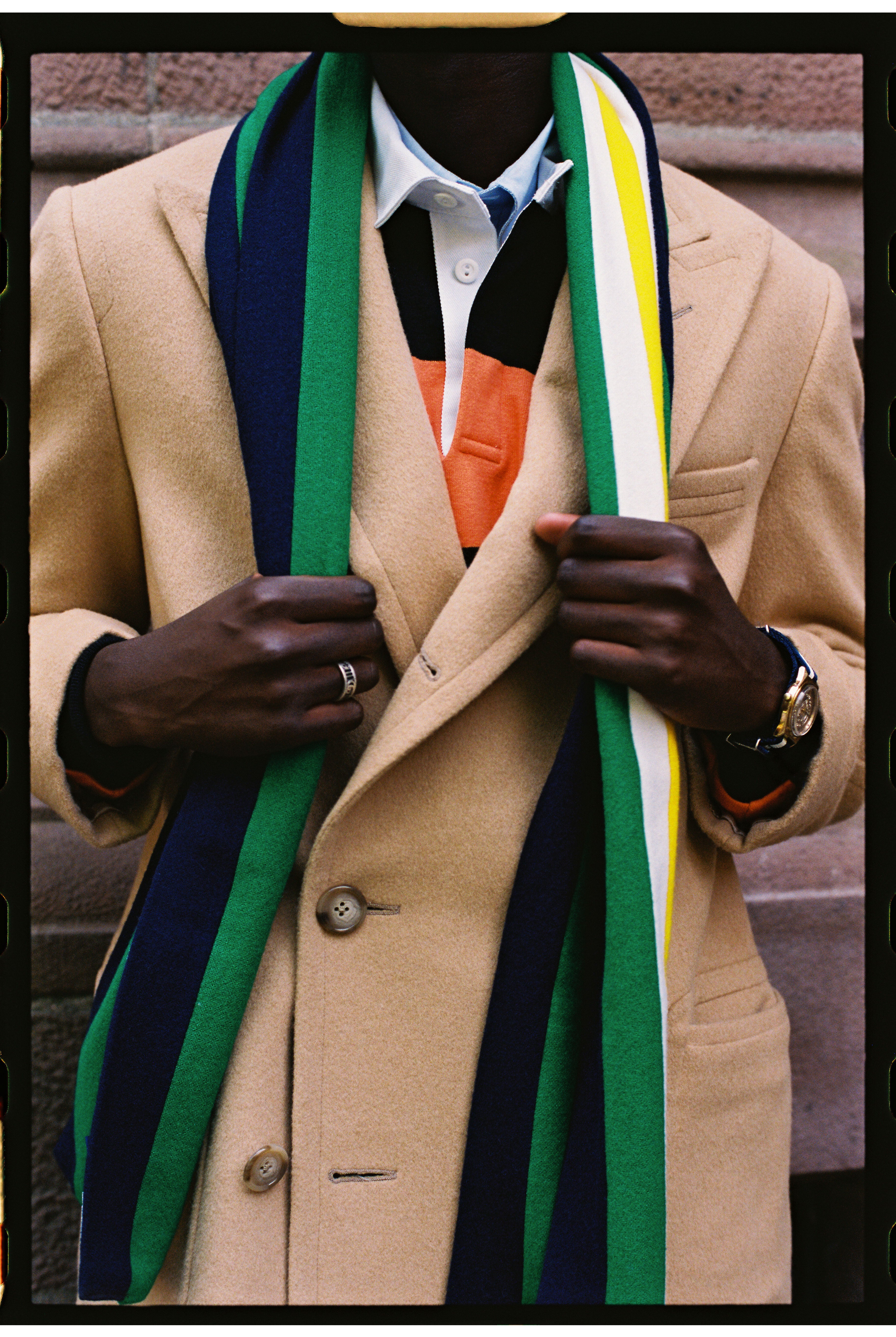 Made-in-USA Orange Guard Stripe J. Press Seal Cotton Rugby