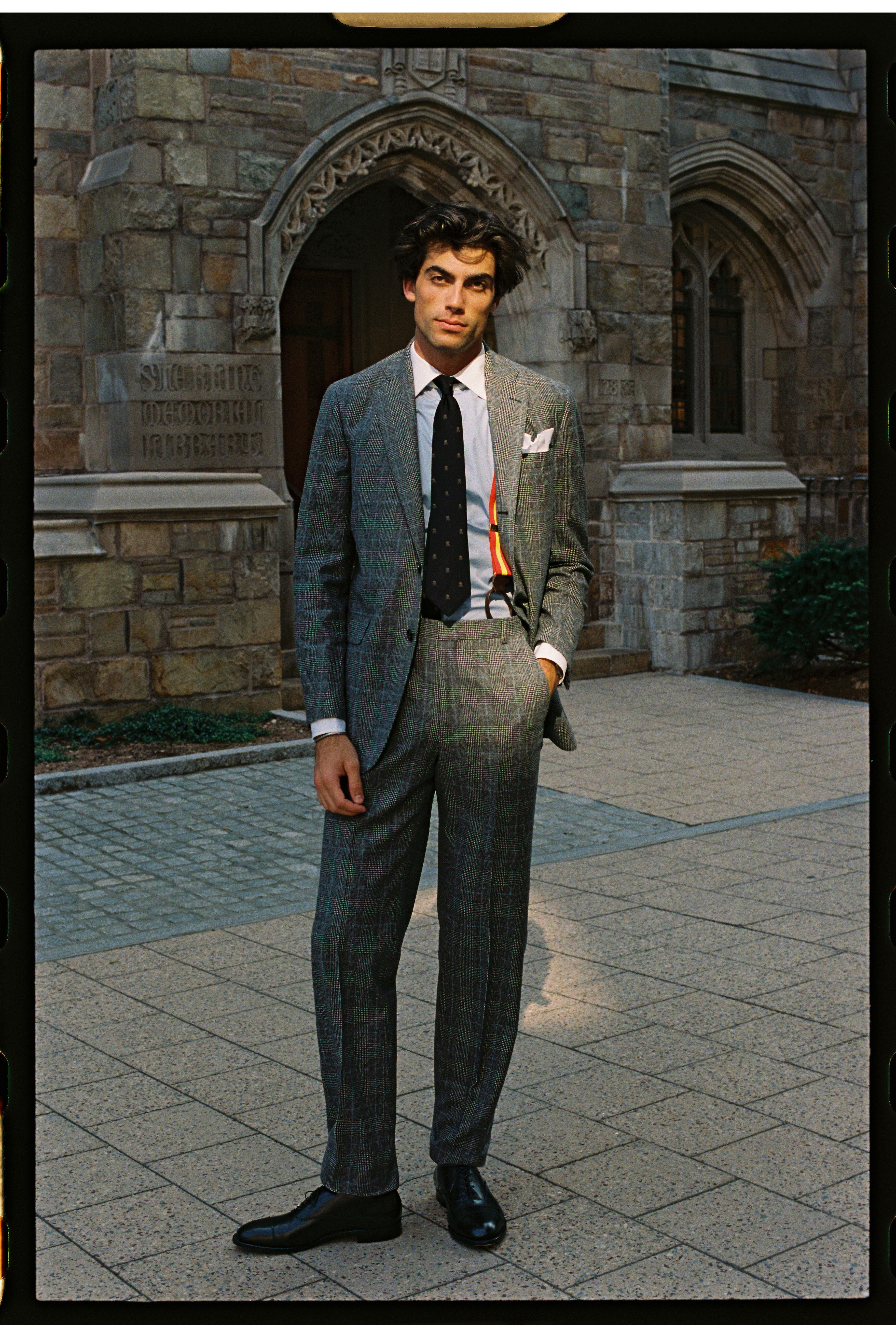 Made-in-USA Black & White Prince-of-Wales Fox Flannel Suit