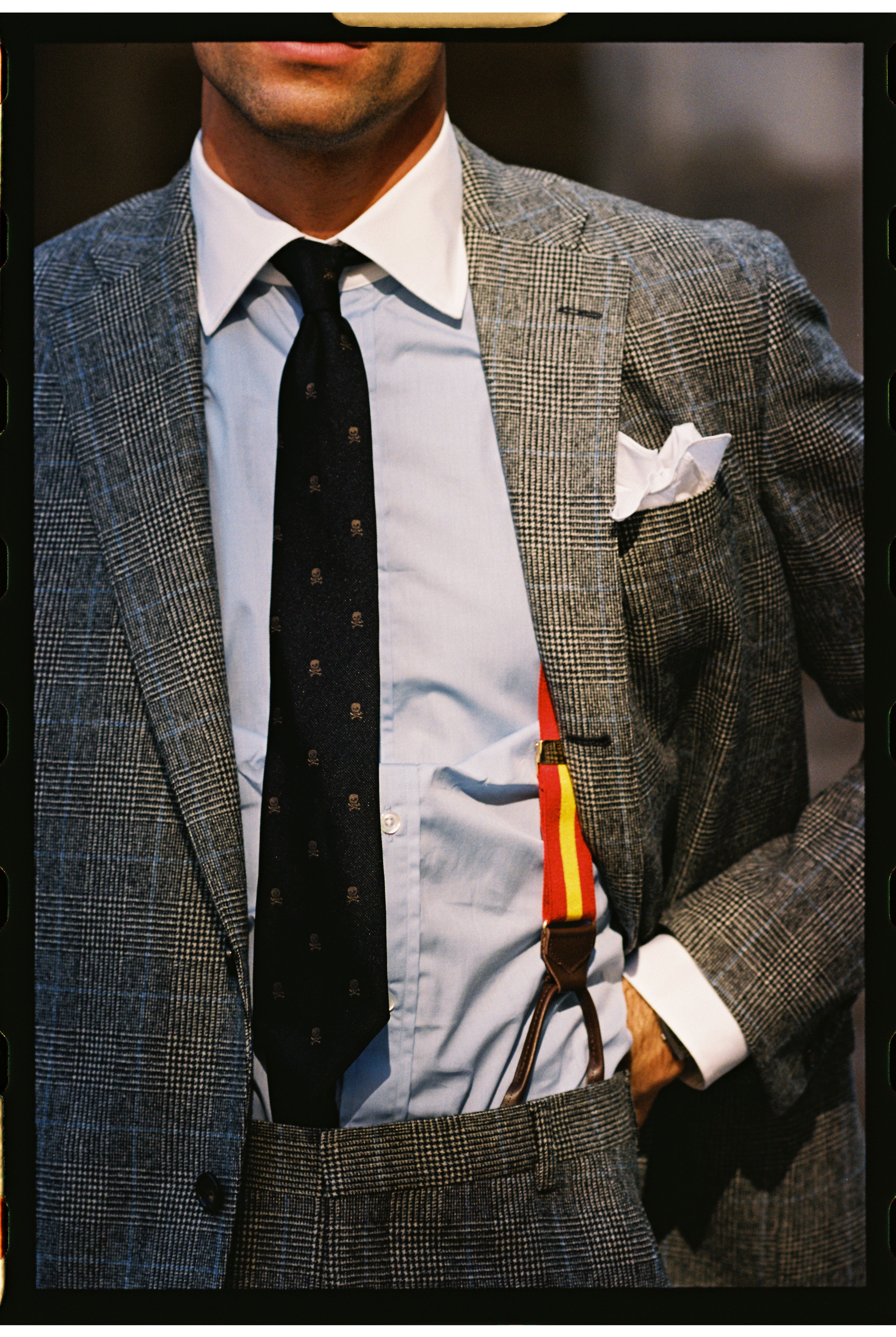 Made-in-USA Thomas Mason Blue Contrast Collar French Cuff Dress Shirt - Classic Fit