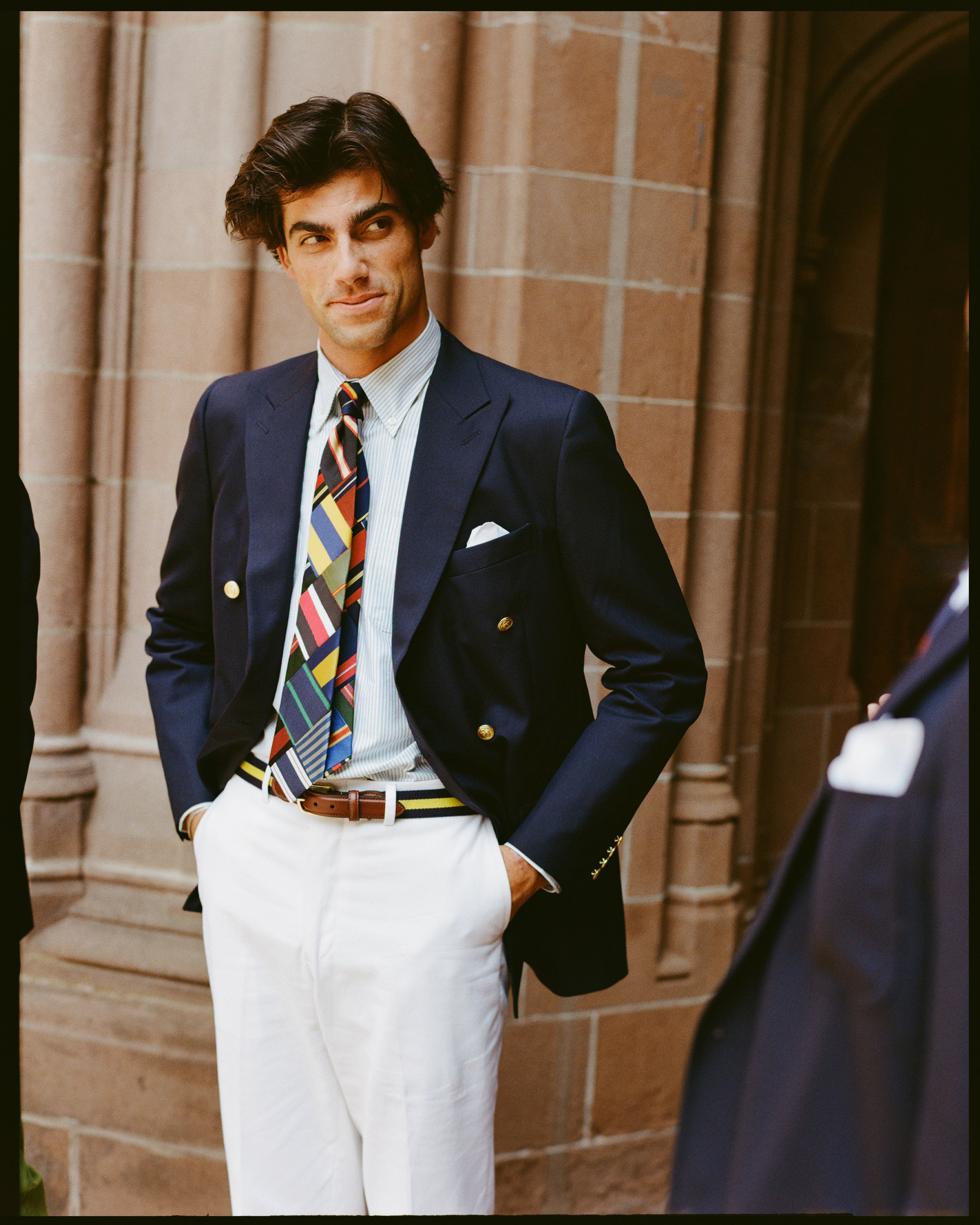 Made-in-USA Double-Breasted Navy Tropical Wool Blazer