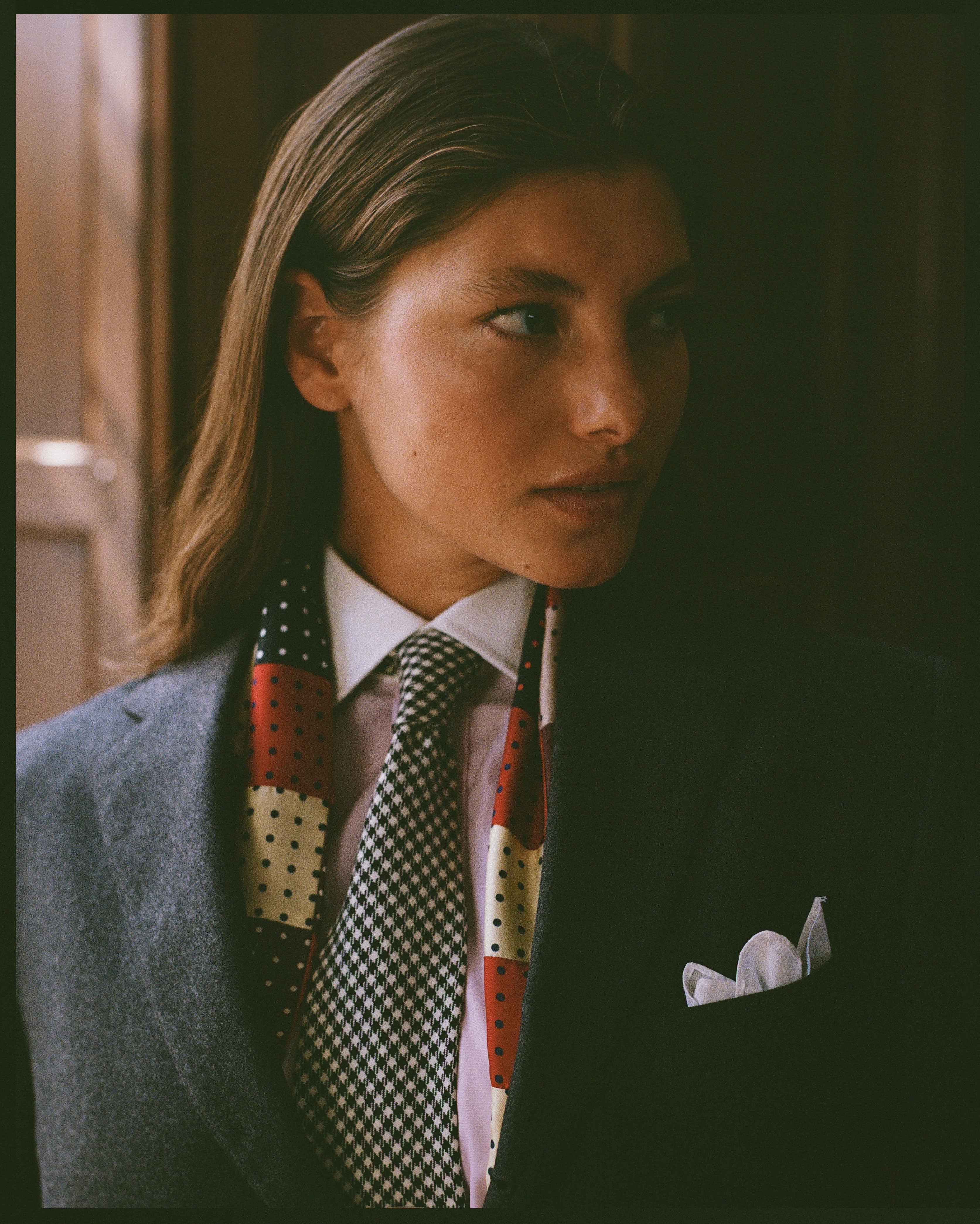 Made-in-USA Patchwork Polka Dot Silk Scarf