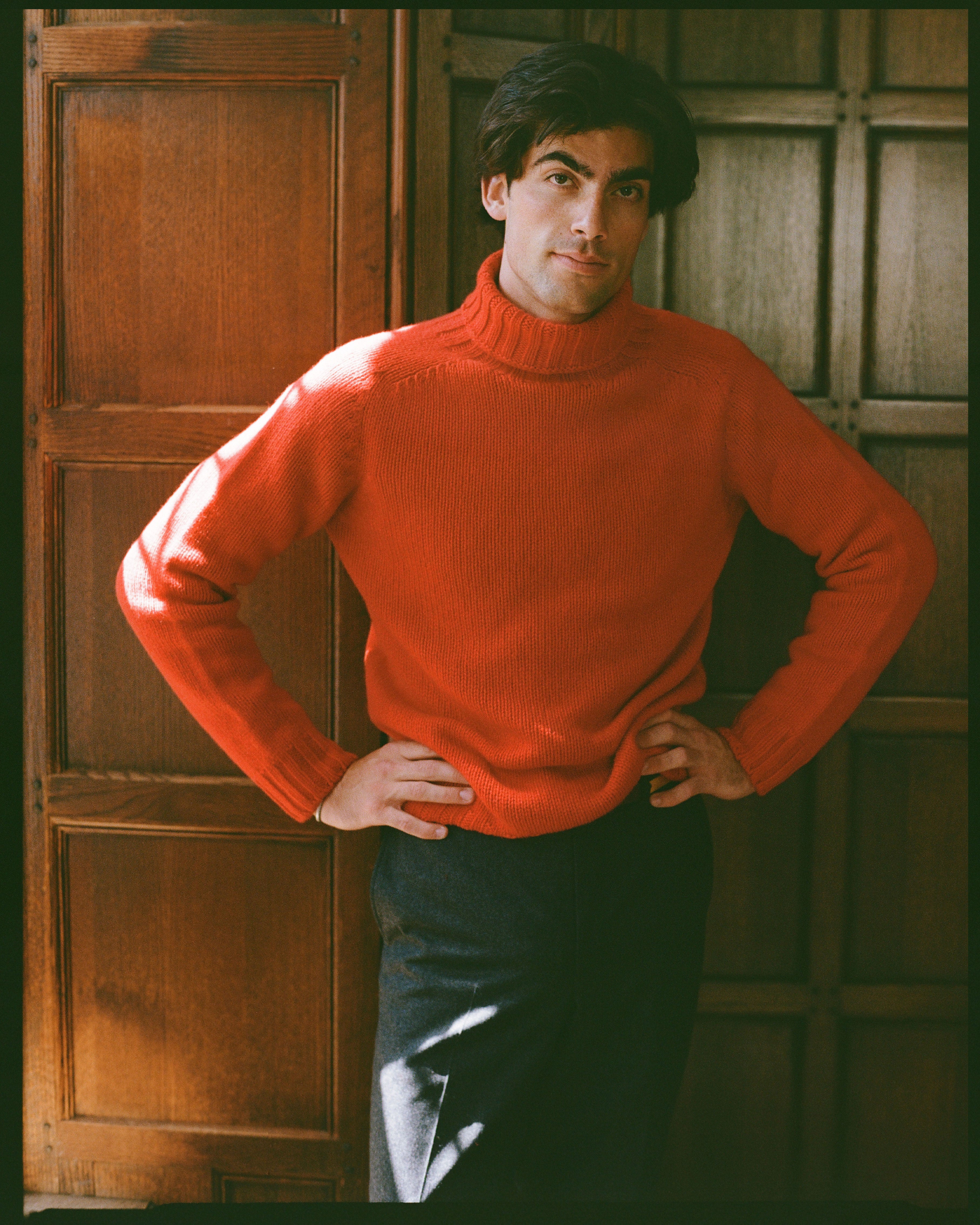 Made-in-Scotland Red Lambswool Turtleneck Sweater