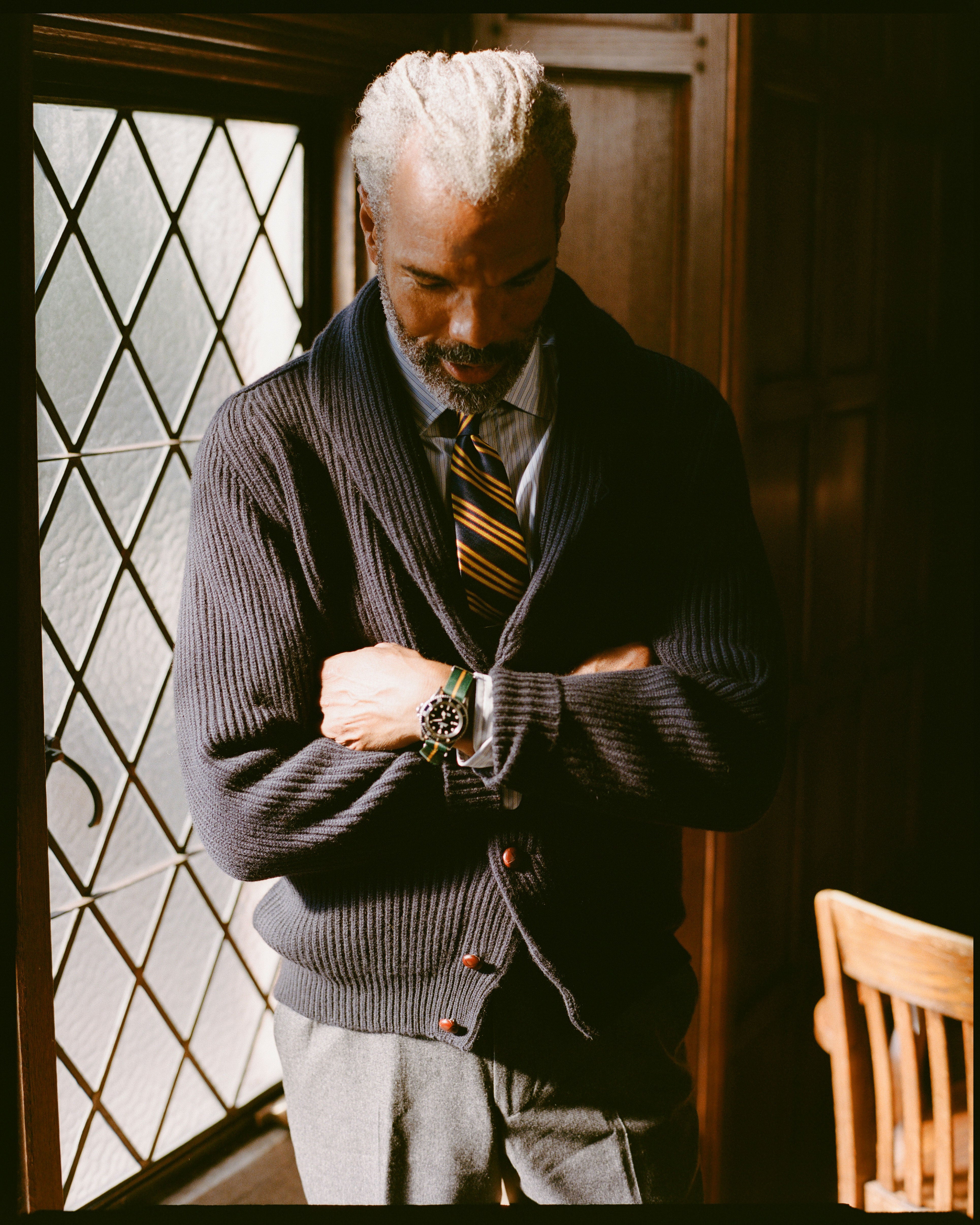 Navy Cashmere Shawl Collar Cardigan | Men's Cashmere Cardigan