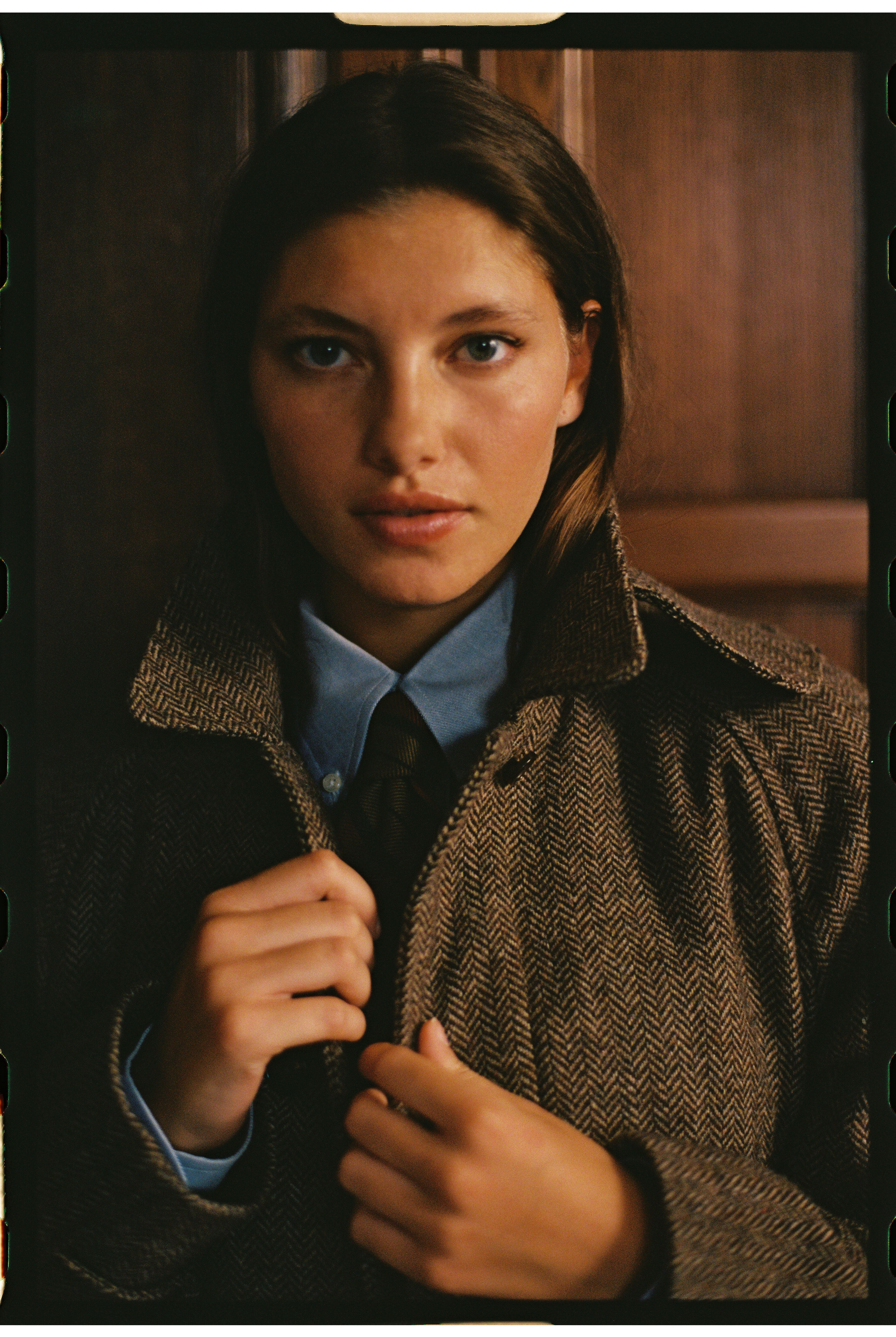 Brown Herringbone British Tweed Balmacaan