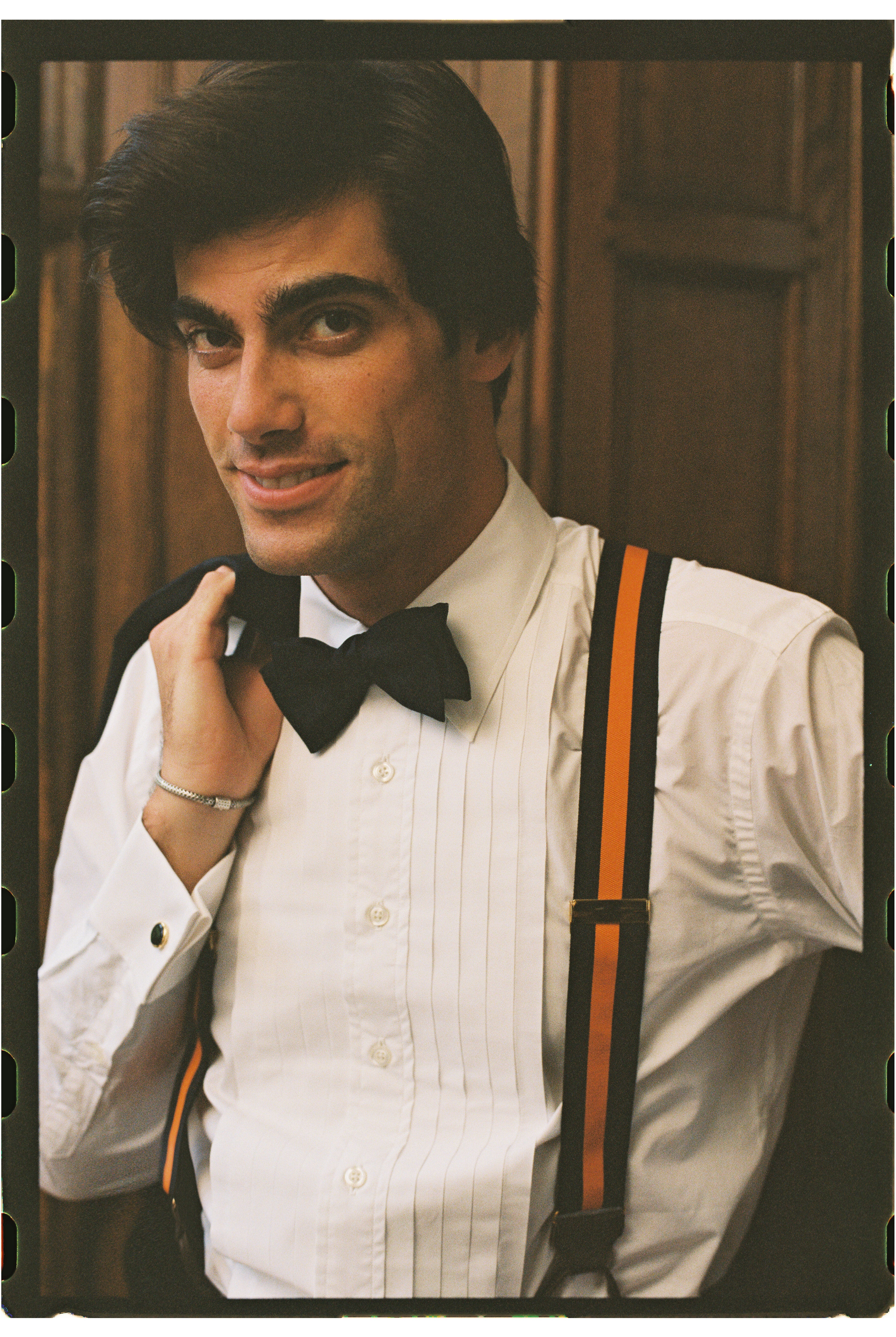 Made-in-England Black & Orange Striped Barathea Braces