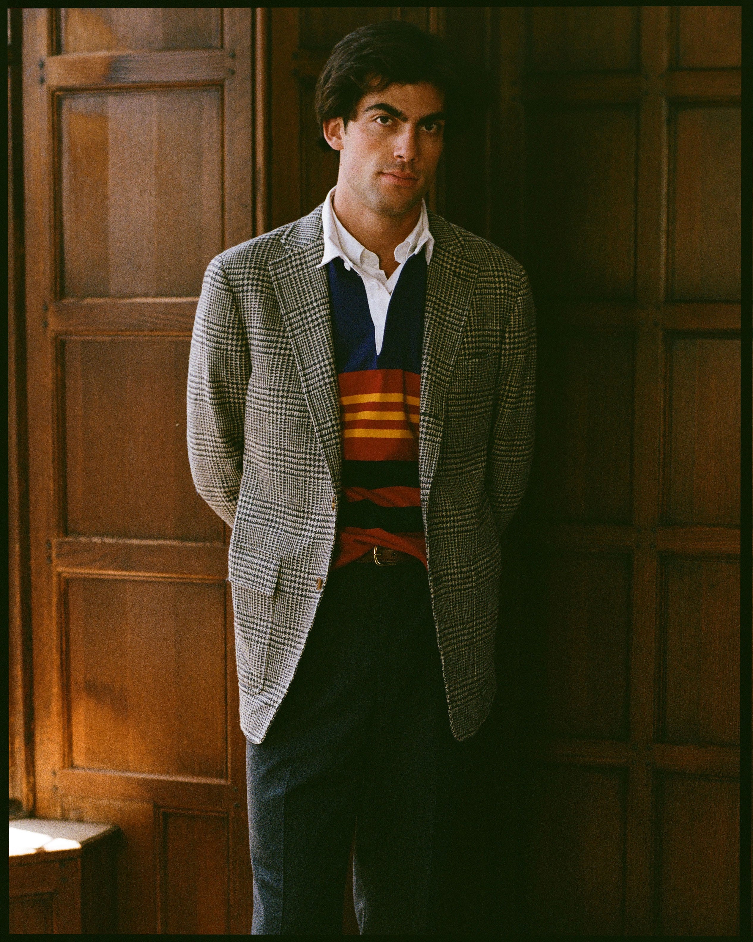 Made-in-USA Navy Mountain Stripe J. Press Seal Cotton Rugby