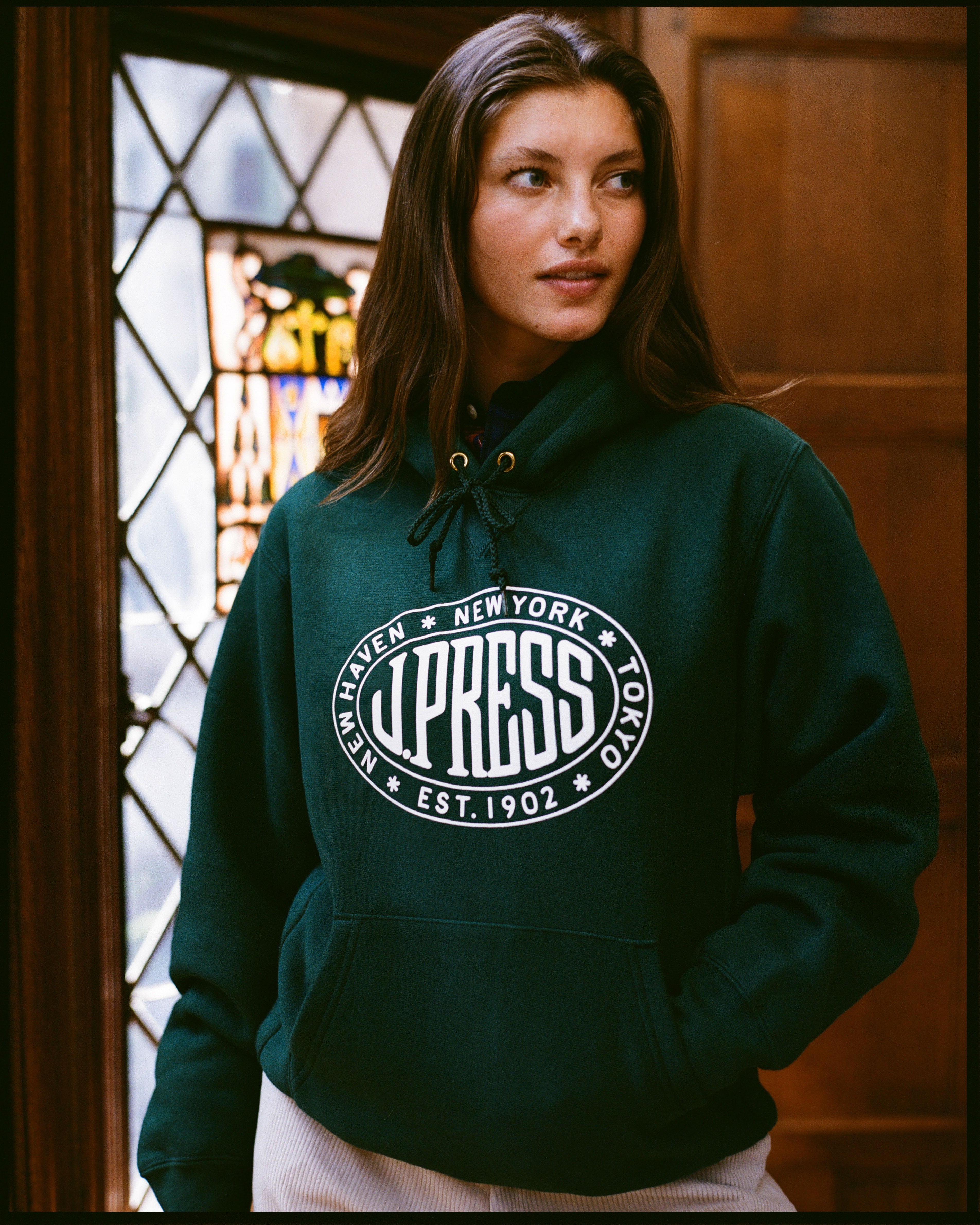 Made in USA J. Press Vintage Seal Logo Hoodie