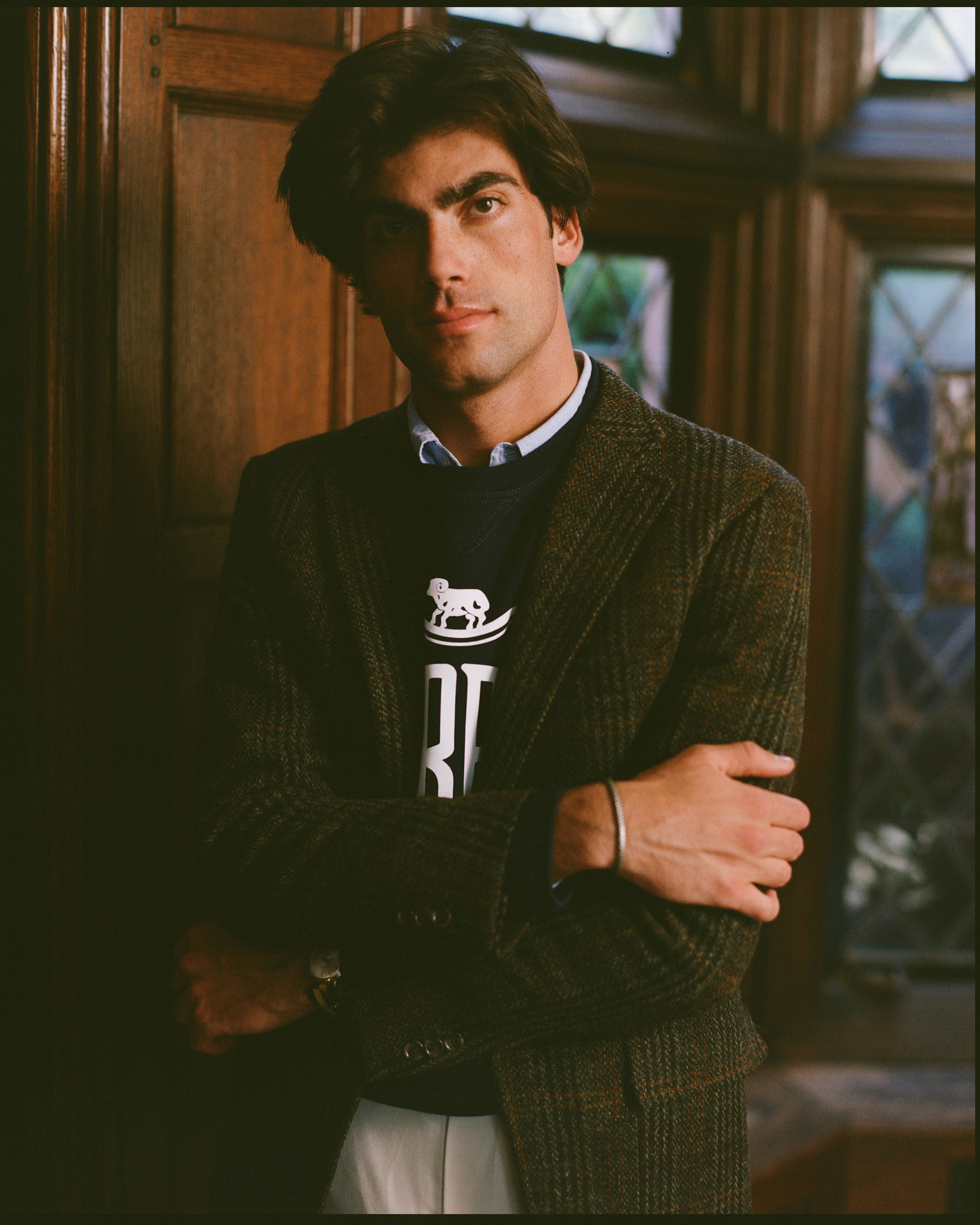 Made-in-USA Olive Plaid Harris Tweed Sport Coat