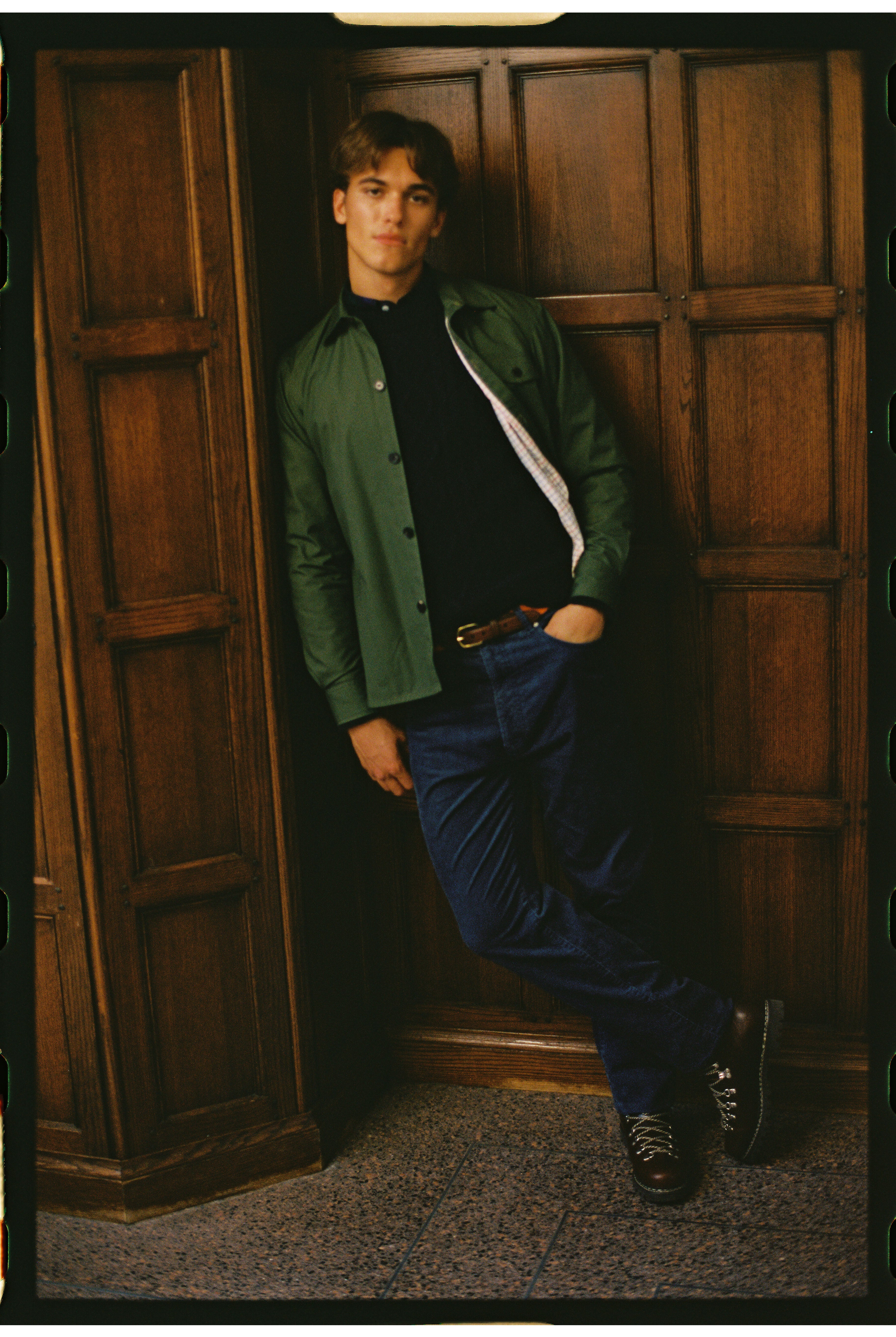 Made-in-England Olive Drywax Cotton Overshirt