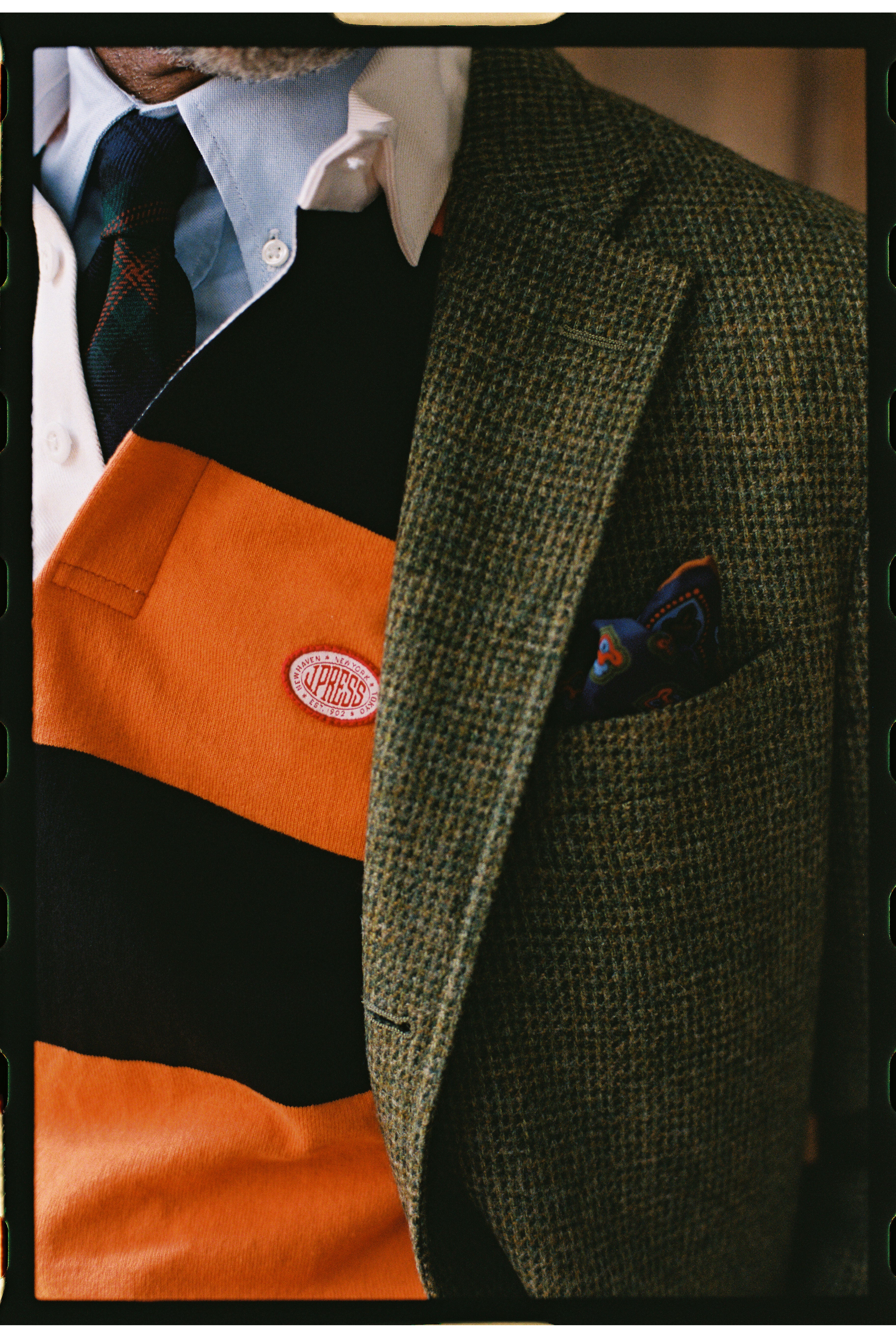 Made-in-USA Orange Guard Stripe J. Press Seal Cotton Rugby