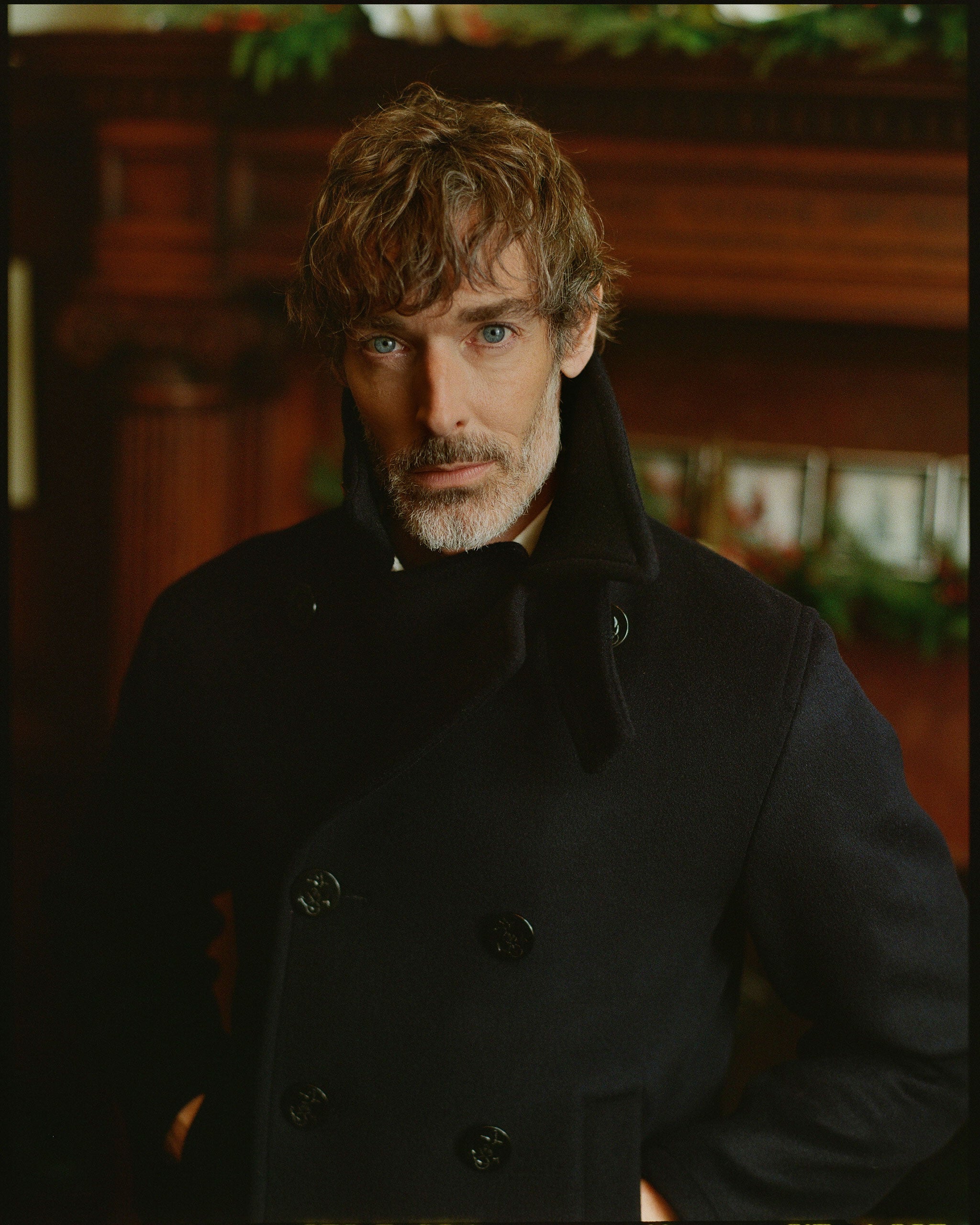 Navy Melton Wool Pea Coat - Trim Fit