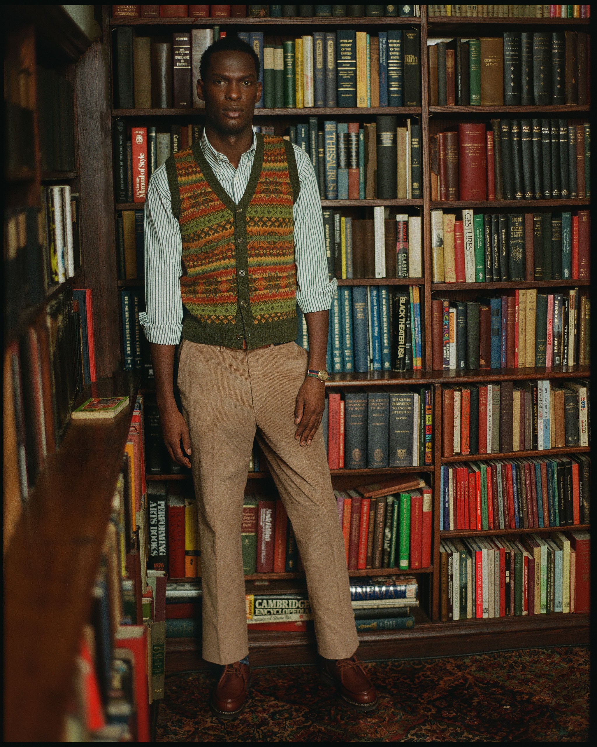 Made-in-Scotland Olive Fair Isle Cardigan Vest