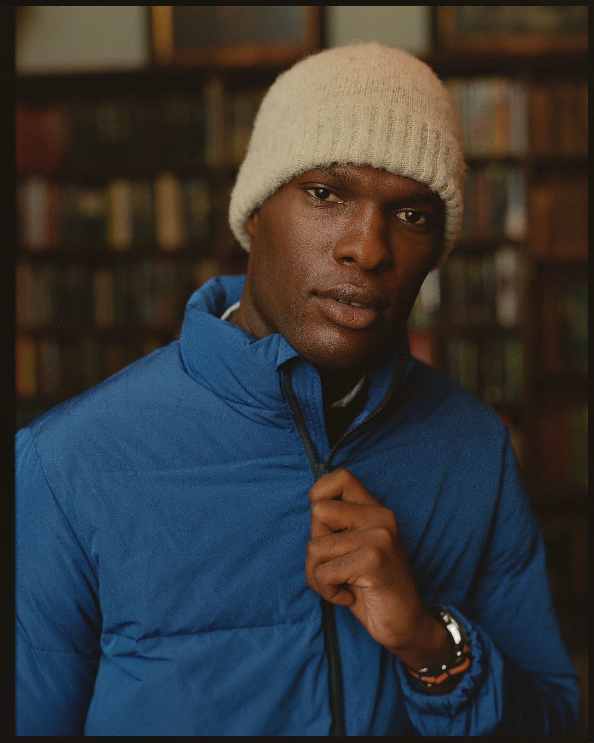 Royal Blue Down Puffer Jacket - Trim Fit