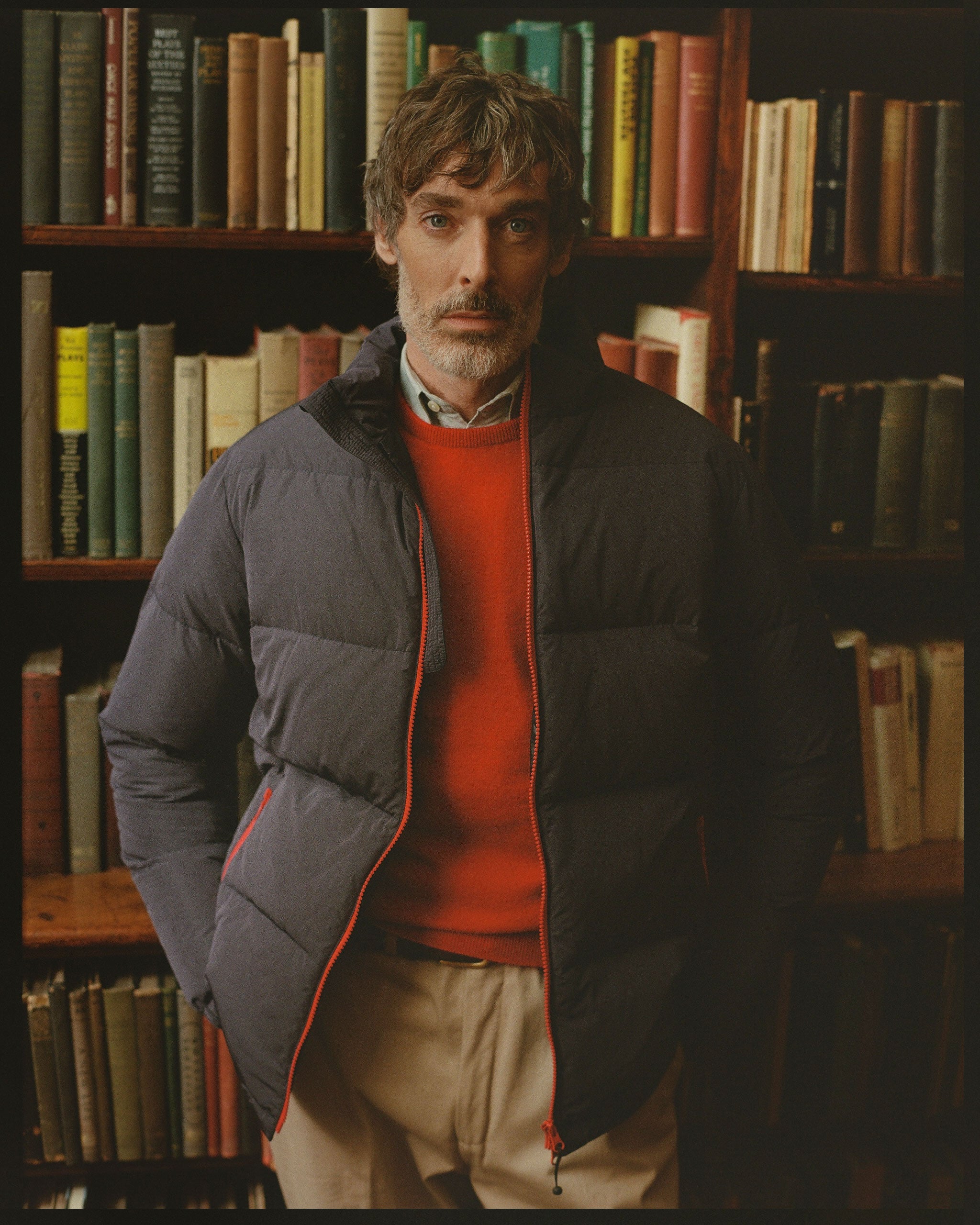 Navy Down Puffer Jacket - Trim Fit