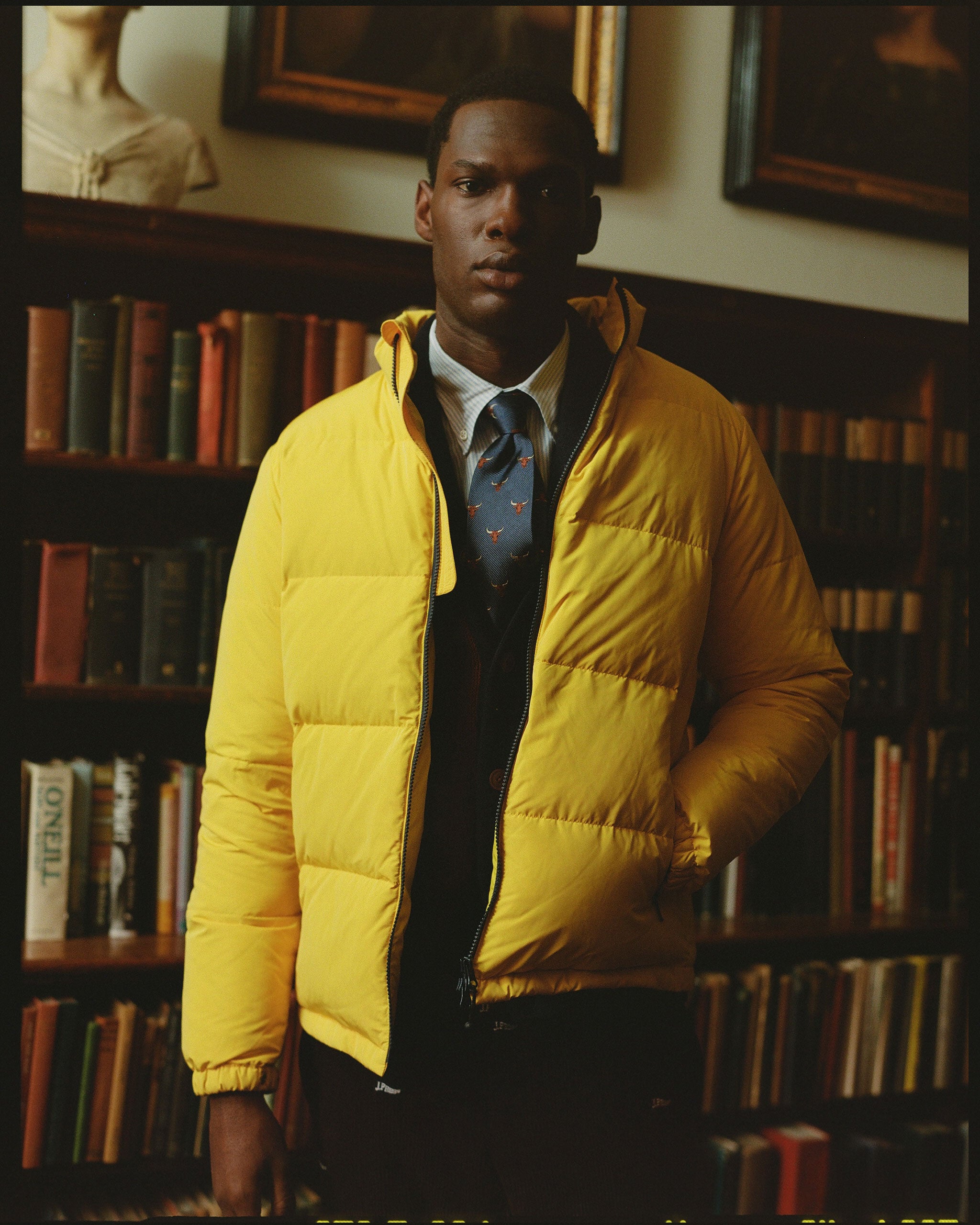 Yellow Down Puffer Jacket - Trim Fit