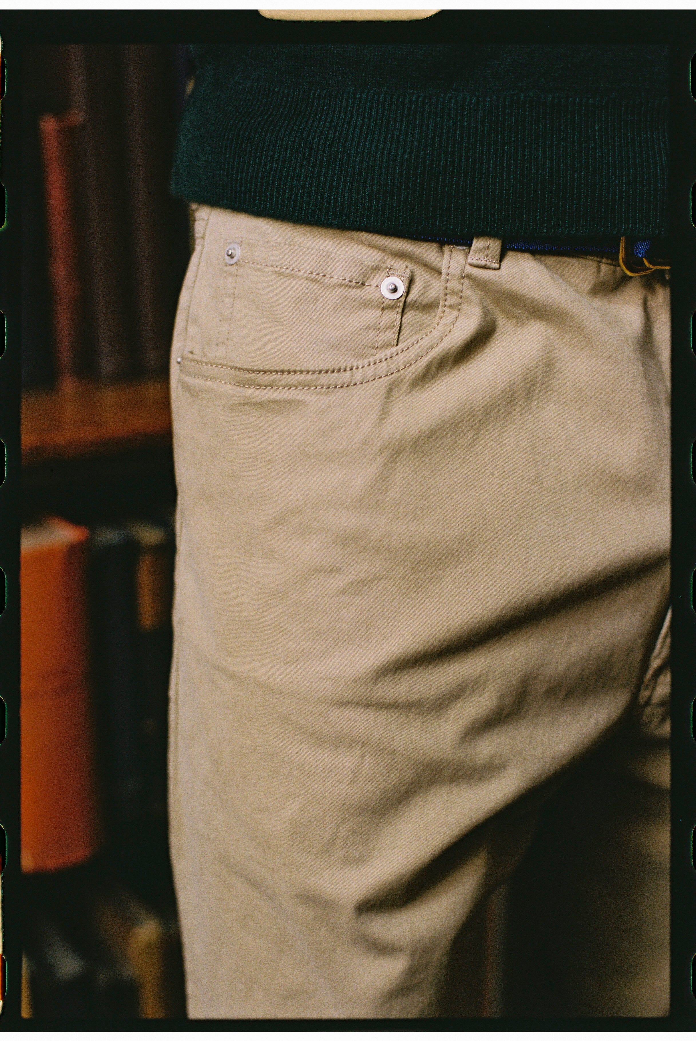 Khaki 5-Pocket Twill Pant