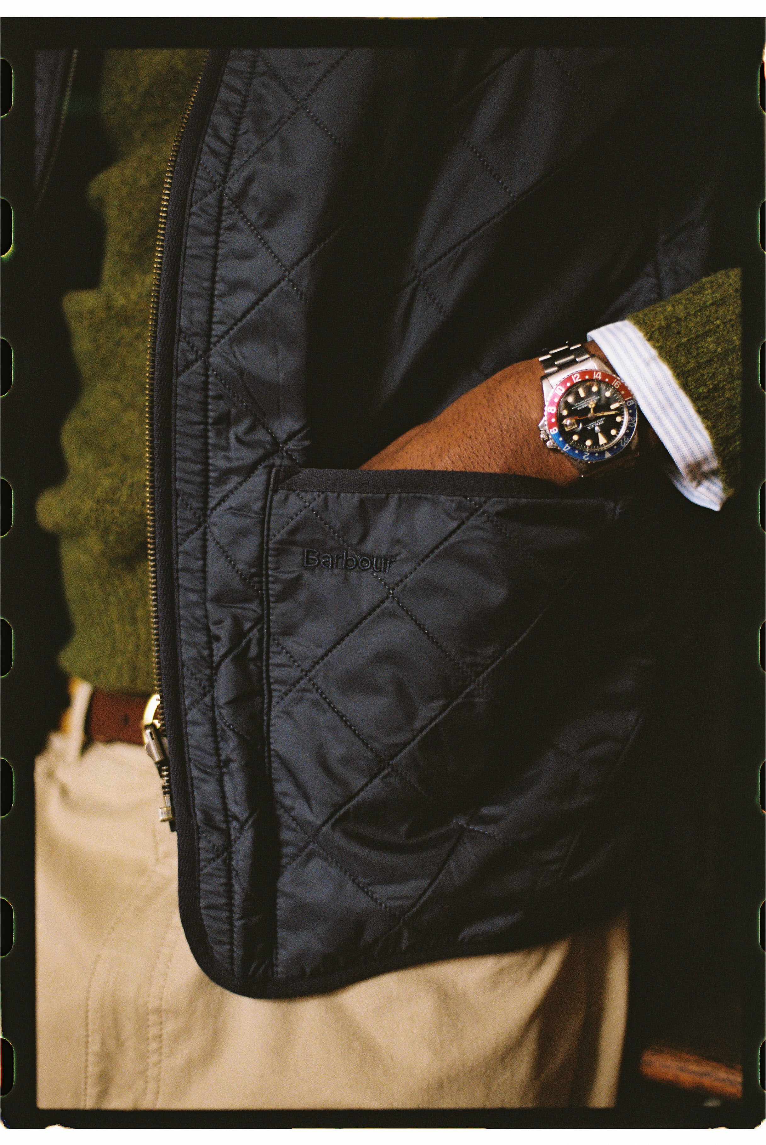 Barbour Navy Polarquilt Zip-In Waistcoat Liner