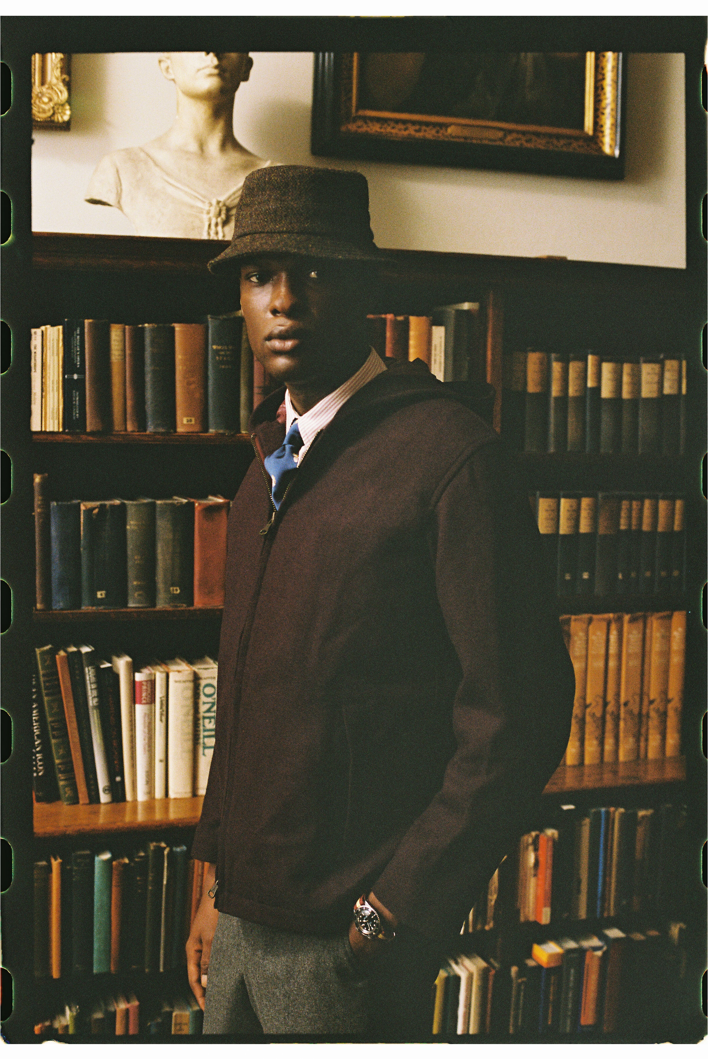 Made-in-Italy Brown & Olive Ticweave Harris Tweed Bucket Hat