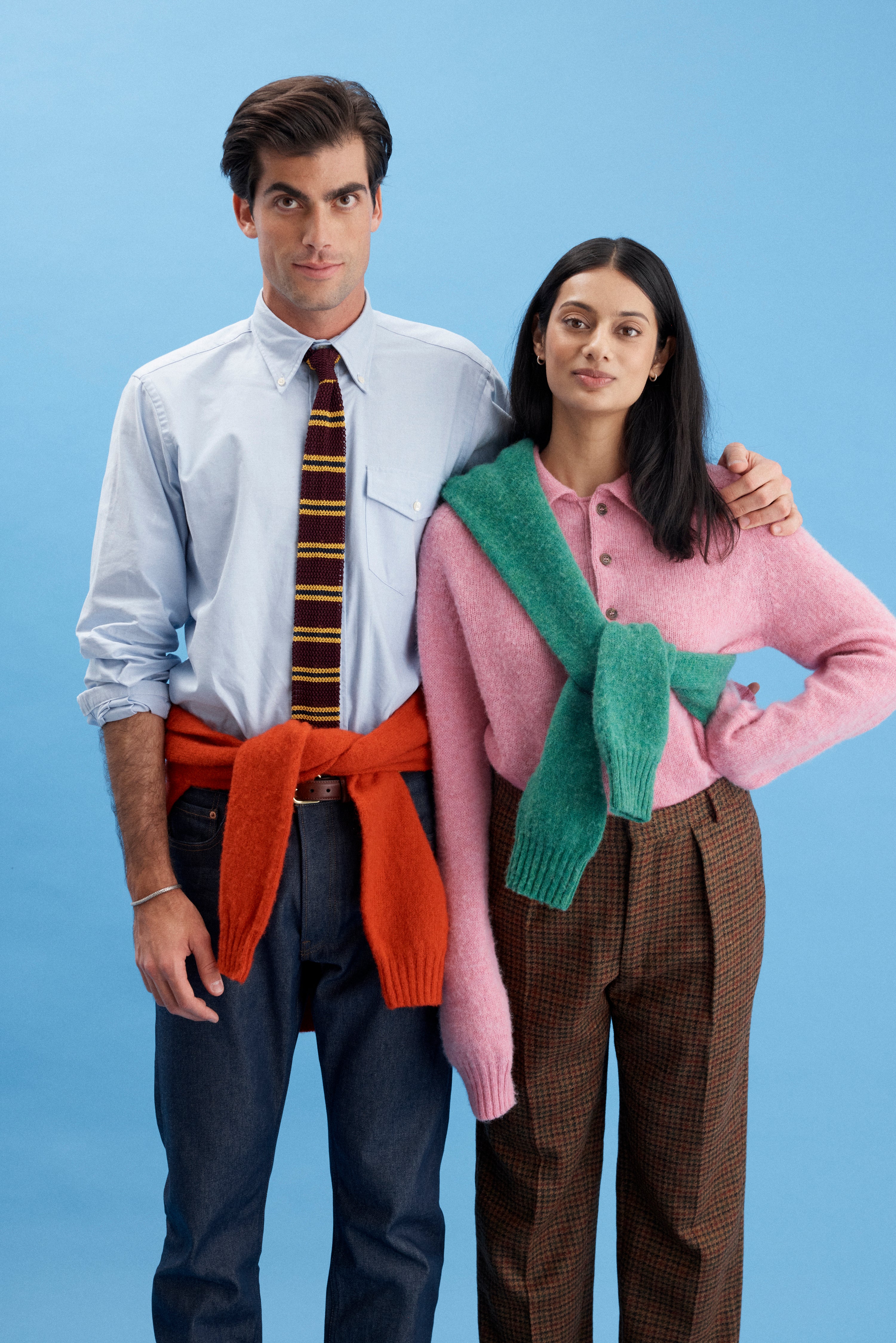 Made-in-Scotland Pink Shaggy Dog Polo Sweater - Trim Fit