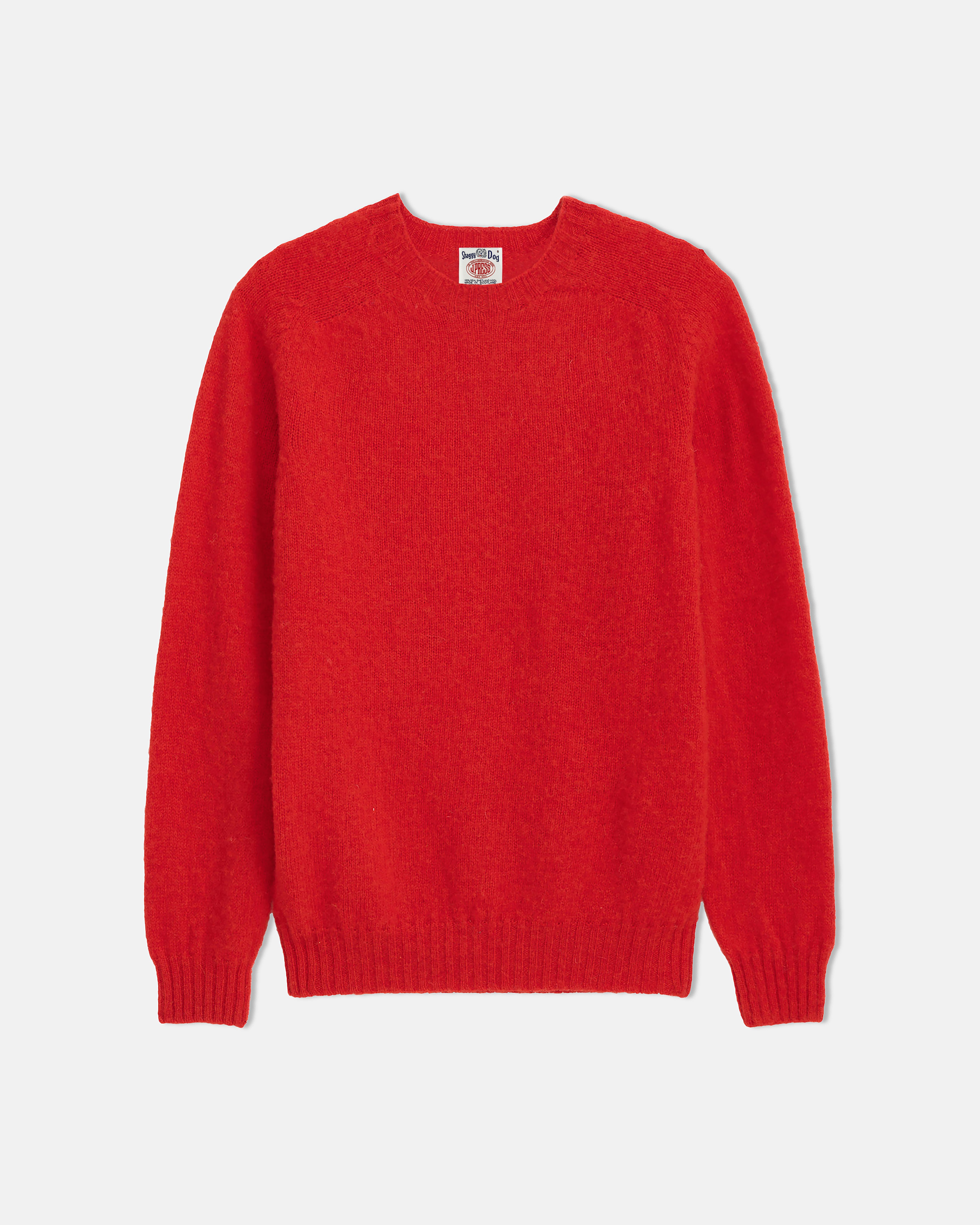 Made-in-Scotland Red Shaggy Dog Sweater - Trim Fit