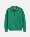 Made-in-Scotland Green Shaggy Dog Polo Sweater - Trim Fit