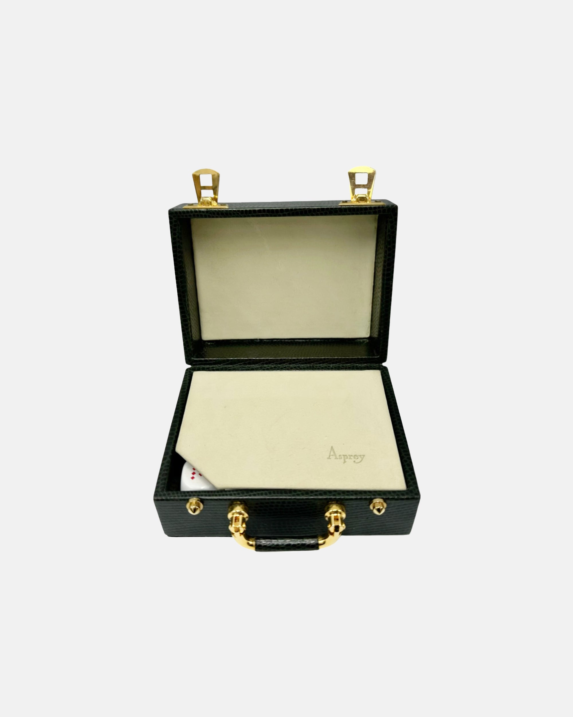 Asprey London Playing Cards and Dice with Green Leather Case
